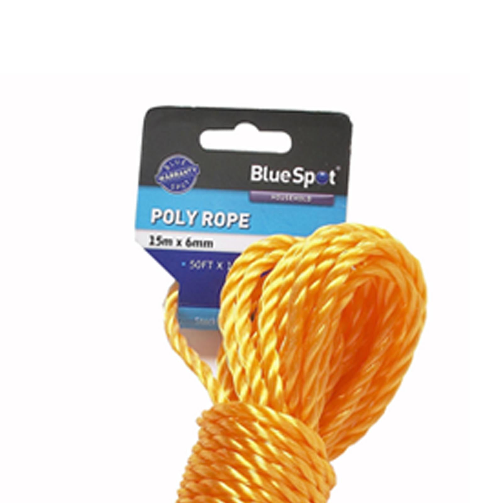 BlueSpot Tools 15m x 6mm (50ft) Soft Poly Rope High Quality Long Lasting