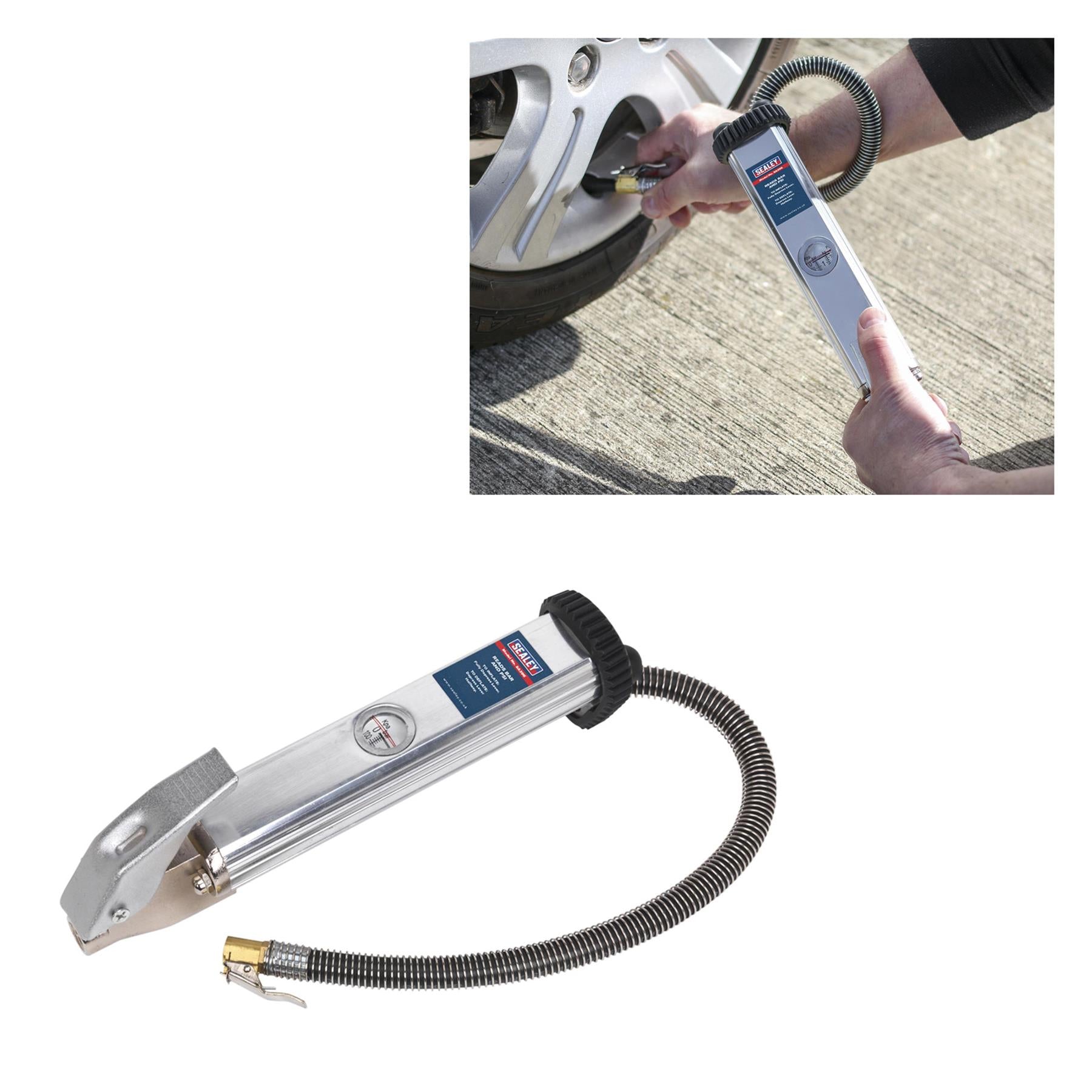 Sealey Tyre Inflator with Clip-On Connector