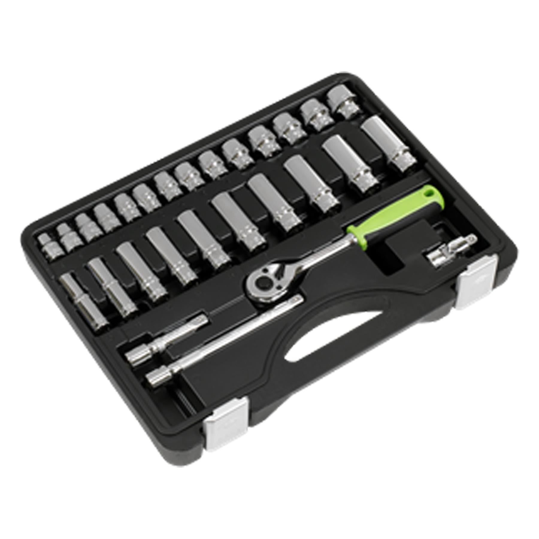 Sealey Socket Set 28pc 3/8"Sq Drive 6pt WallDrive� Metric