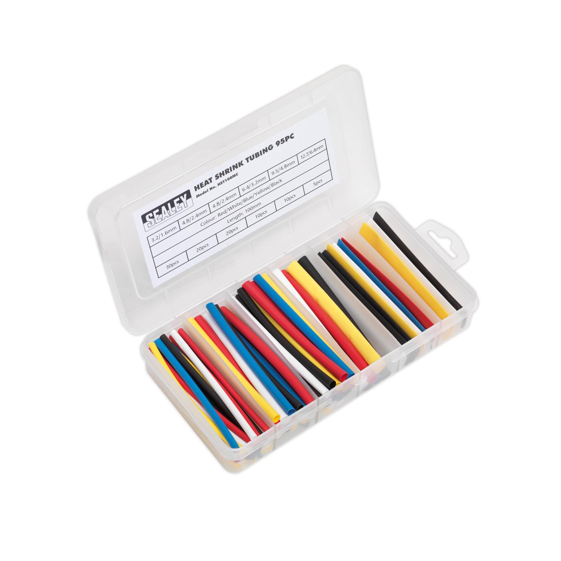 Sealey Heat Shrink Tubing Assortment 95pc 100mm Mixed Colours