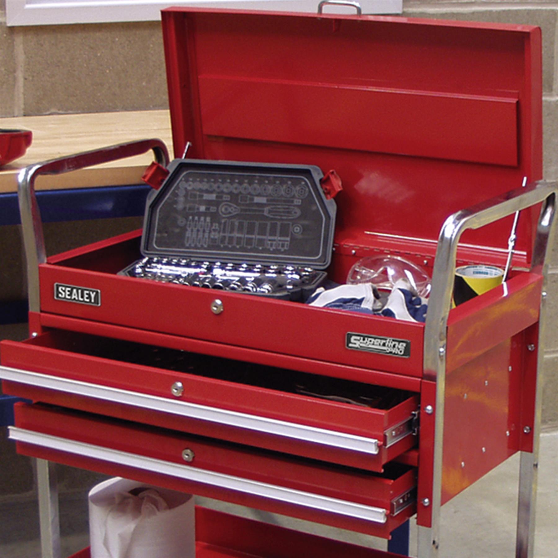 Sealey Trolley 2-Level Heavy-Duty with Lockable Top & 2 Drawers