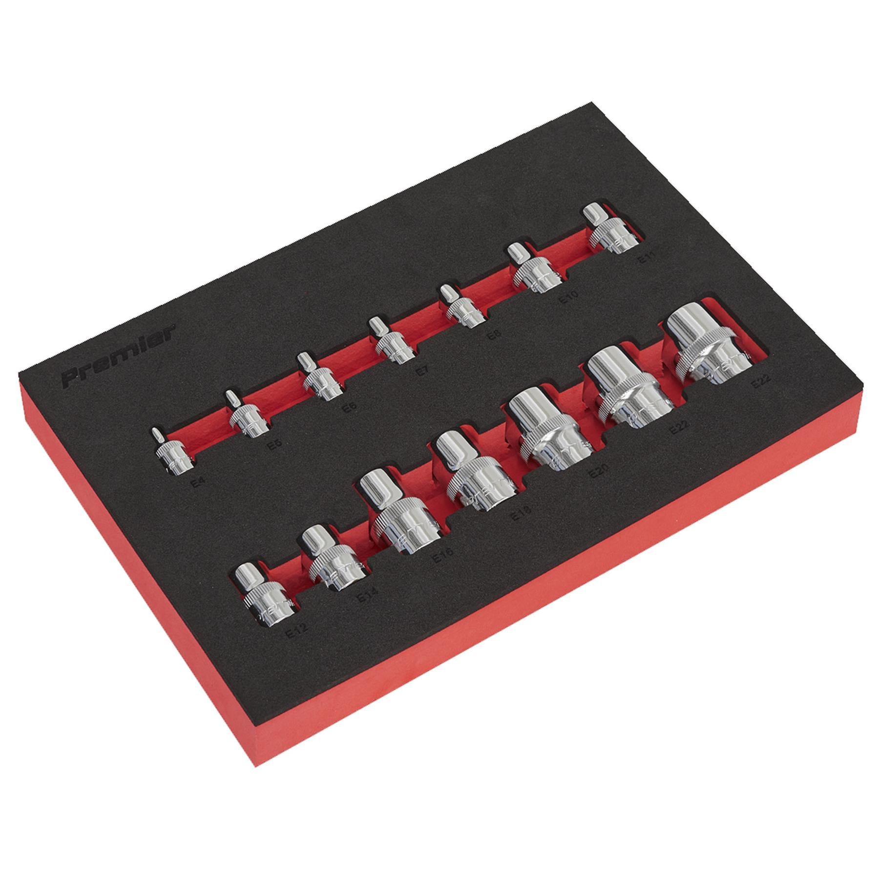Sealey TRX-Star* Socket Set 14pc 1/4", 3/8" & 1/2"Sq Drive E4-E24