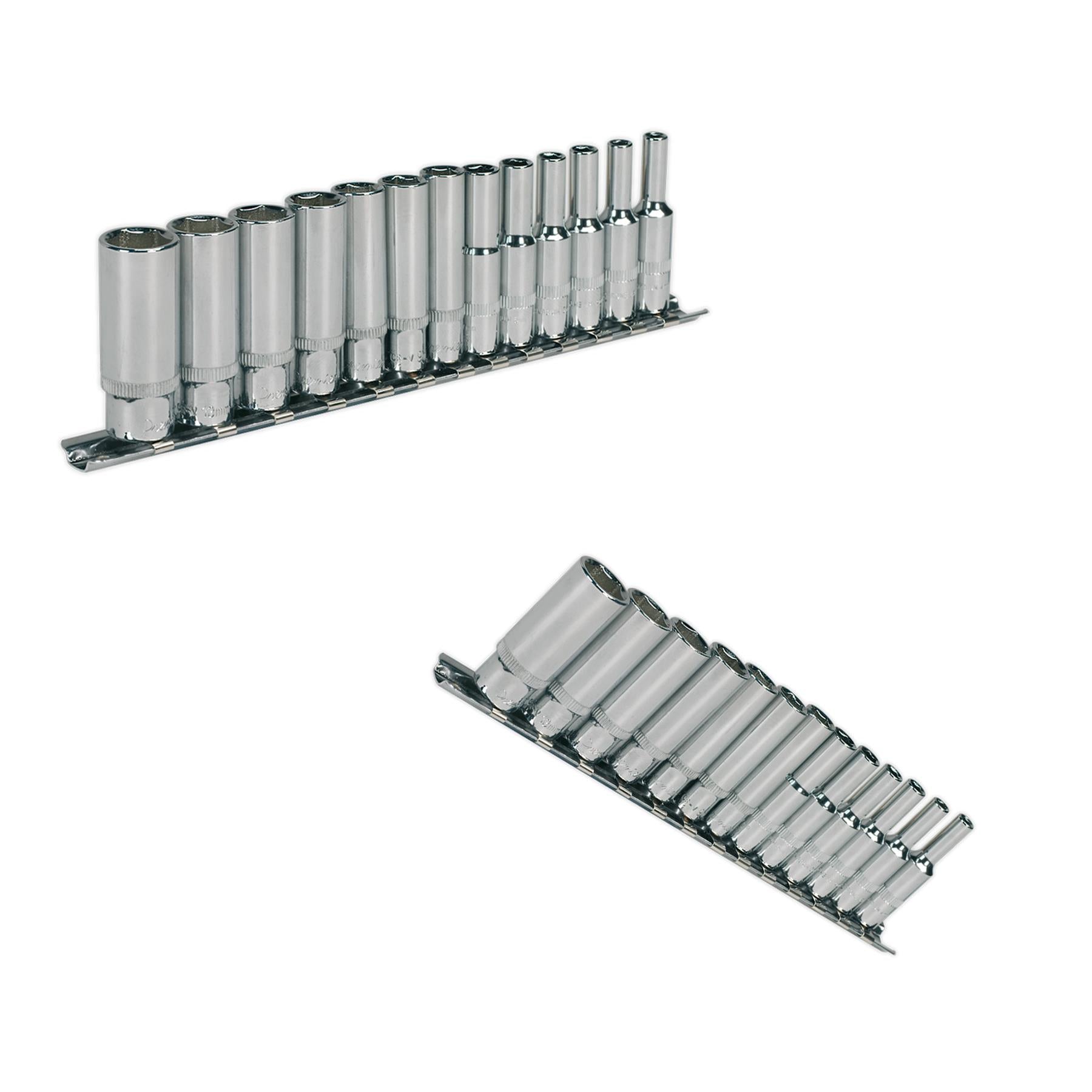 Sealey Socket Set 13pc 1/4"Sq Drive Deep WallDrive Metric