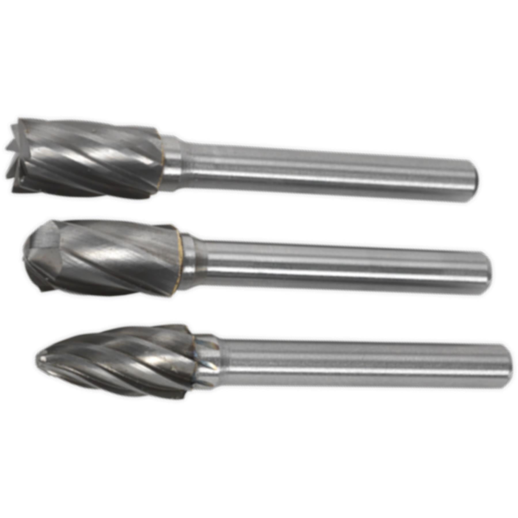Sealey Tungsten Carbide Rotary Burr Set 3pc Ripper/Coarse