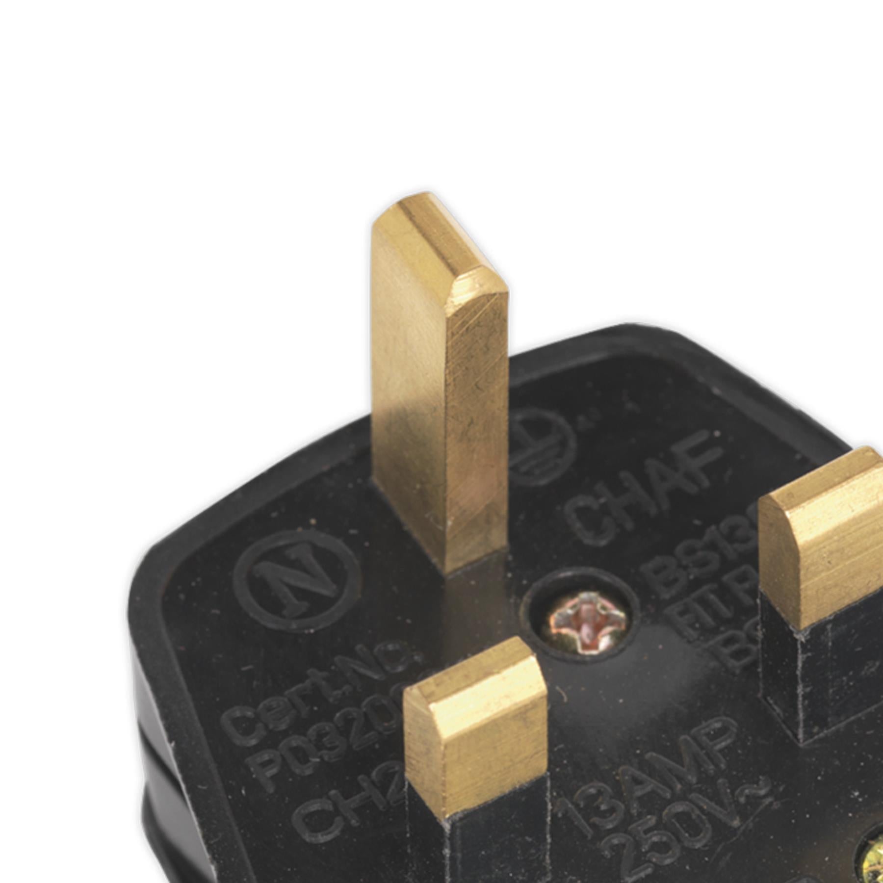 Resilient Black 13Amp plug Heavy-Duty PL13/320S Sealey