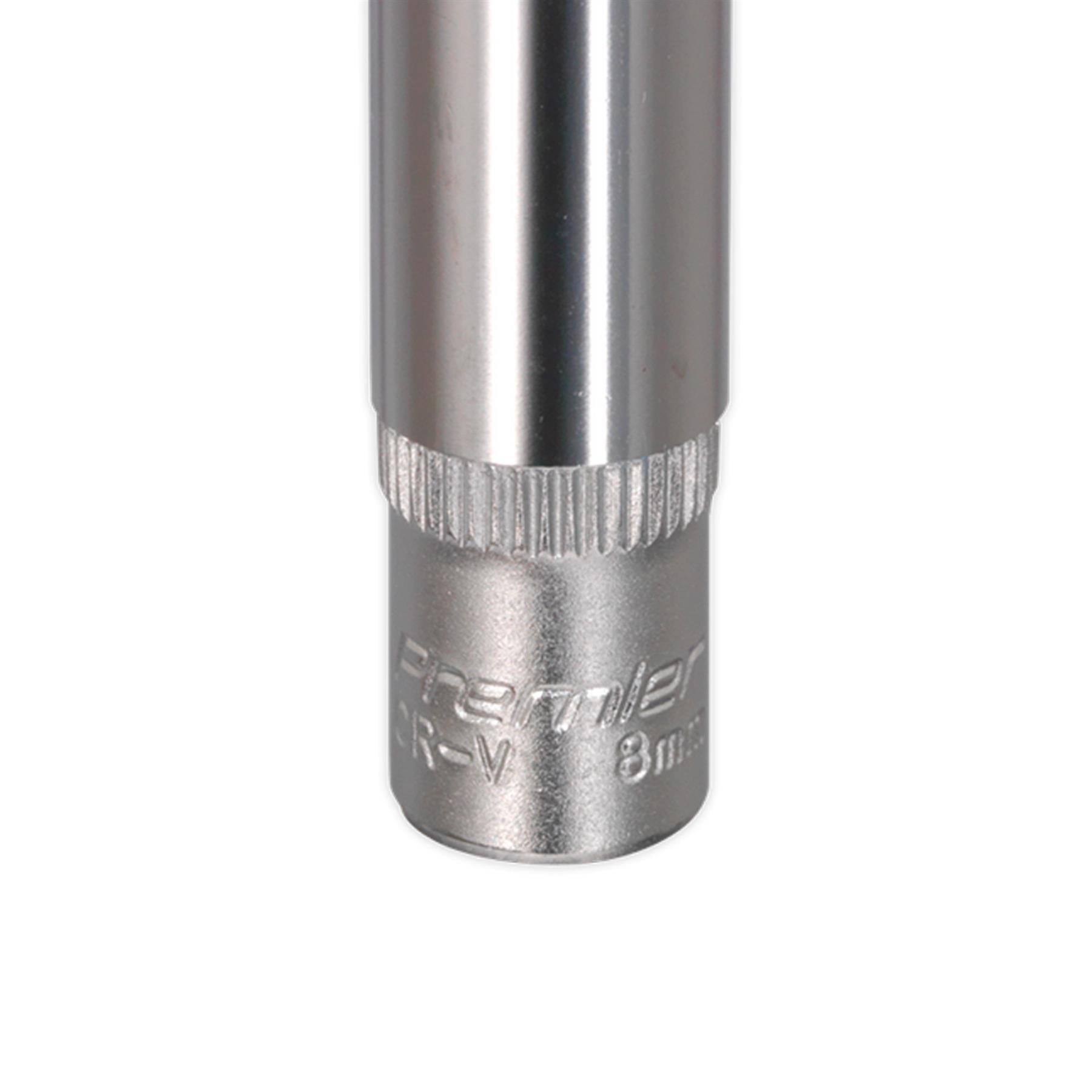 Sealey WallDrive Socket 8mm Deep 1/4"Sq Drive Chrome Vanadium Steel