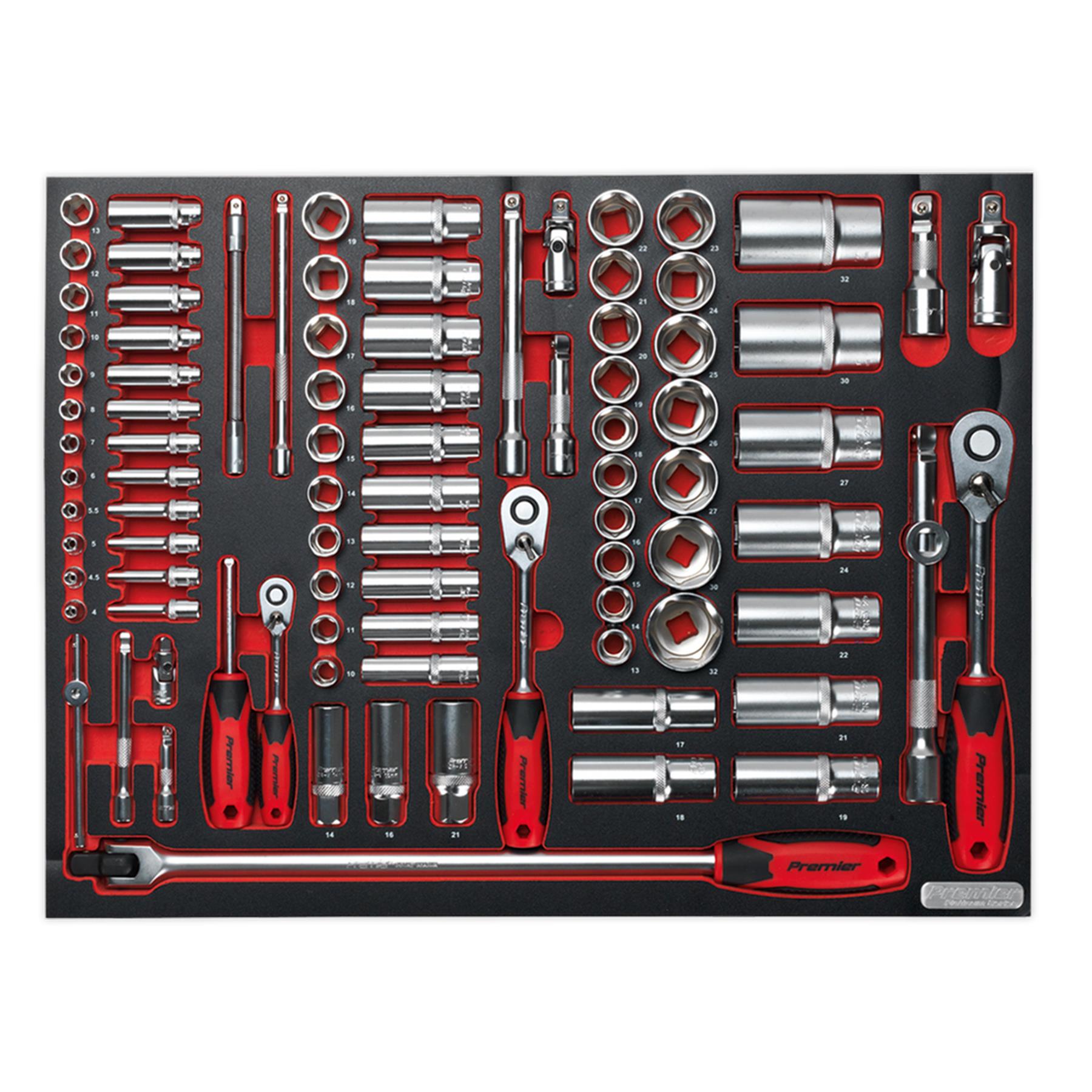Sealey Tool Tray with Socket Set 91pc 1/4", 3/8" & 1/2"Sq Drive