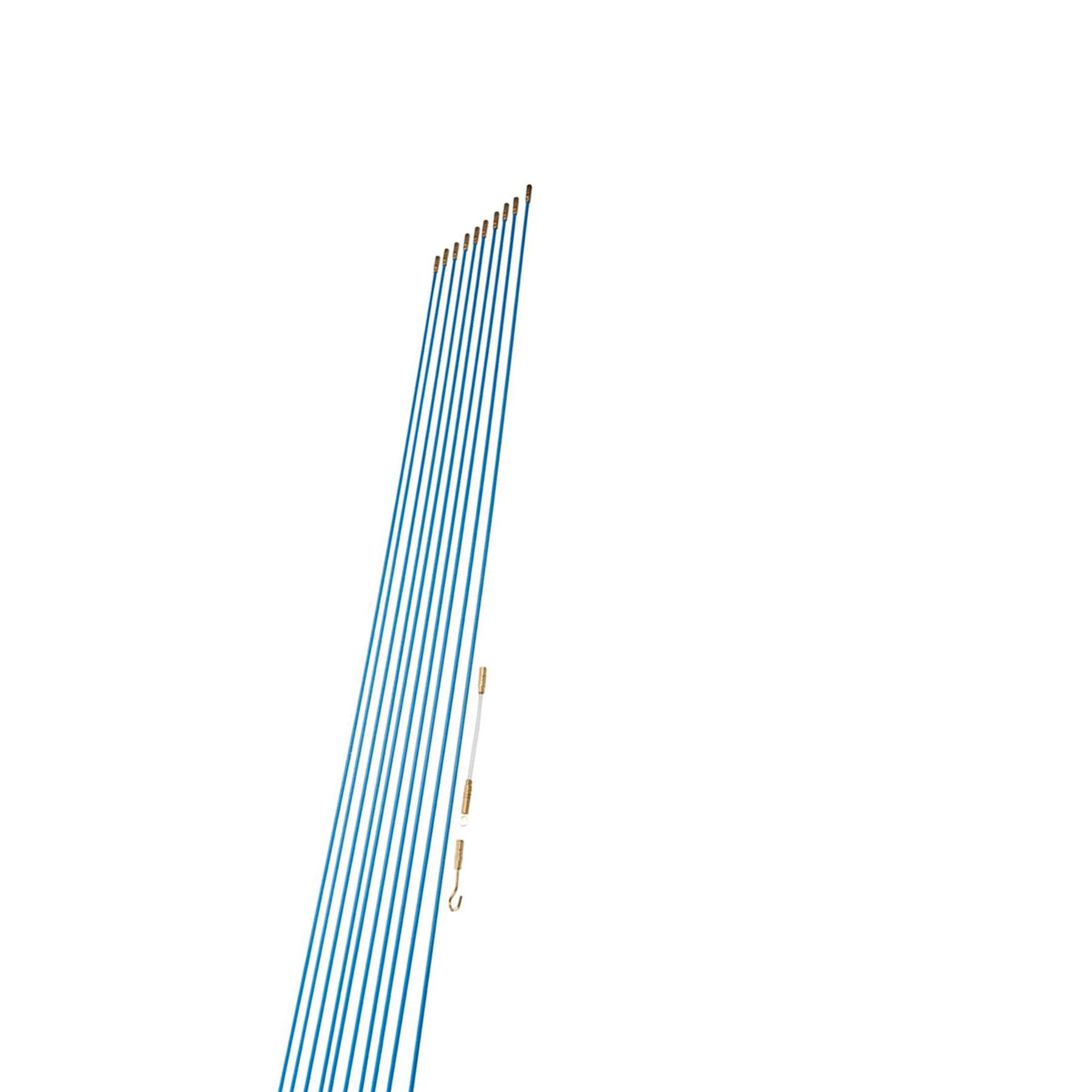 Cable Access Kit 1M X 10 Electricians Puller Rods Wires Draw Push Pulling