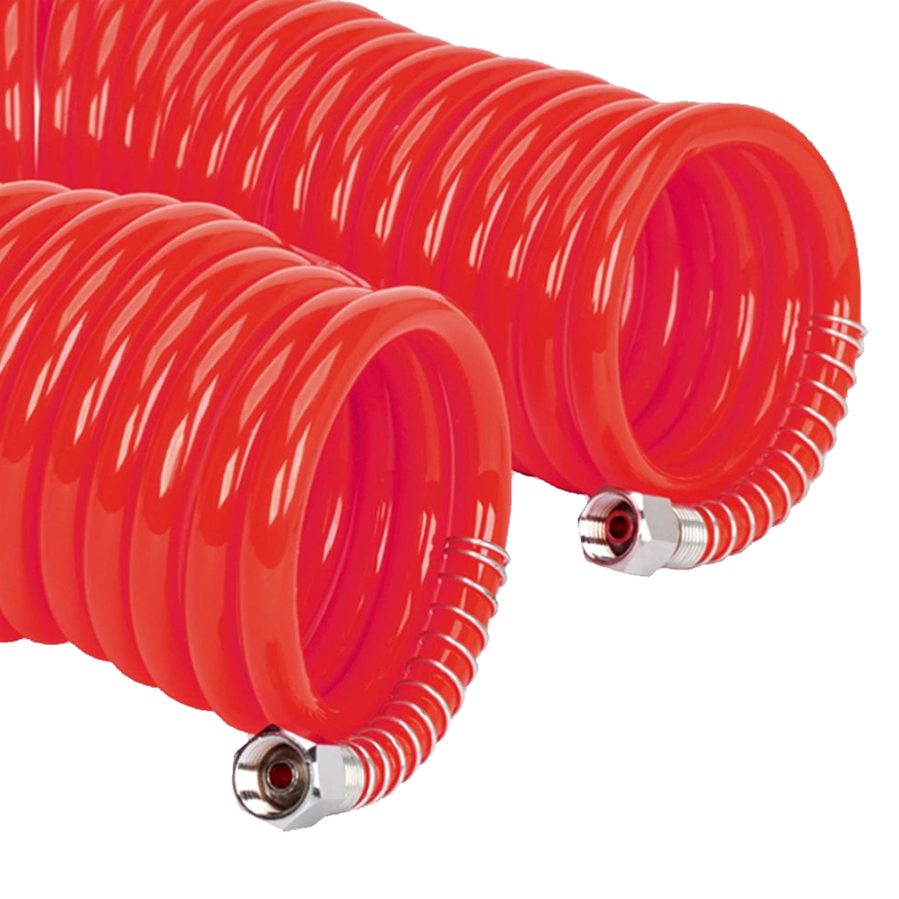 Sealey PU 10m x Ø6mm Coiled Air Hose Polyurethane Recoil with 1/4"BSP Unions