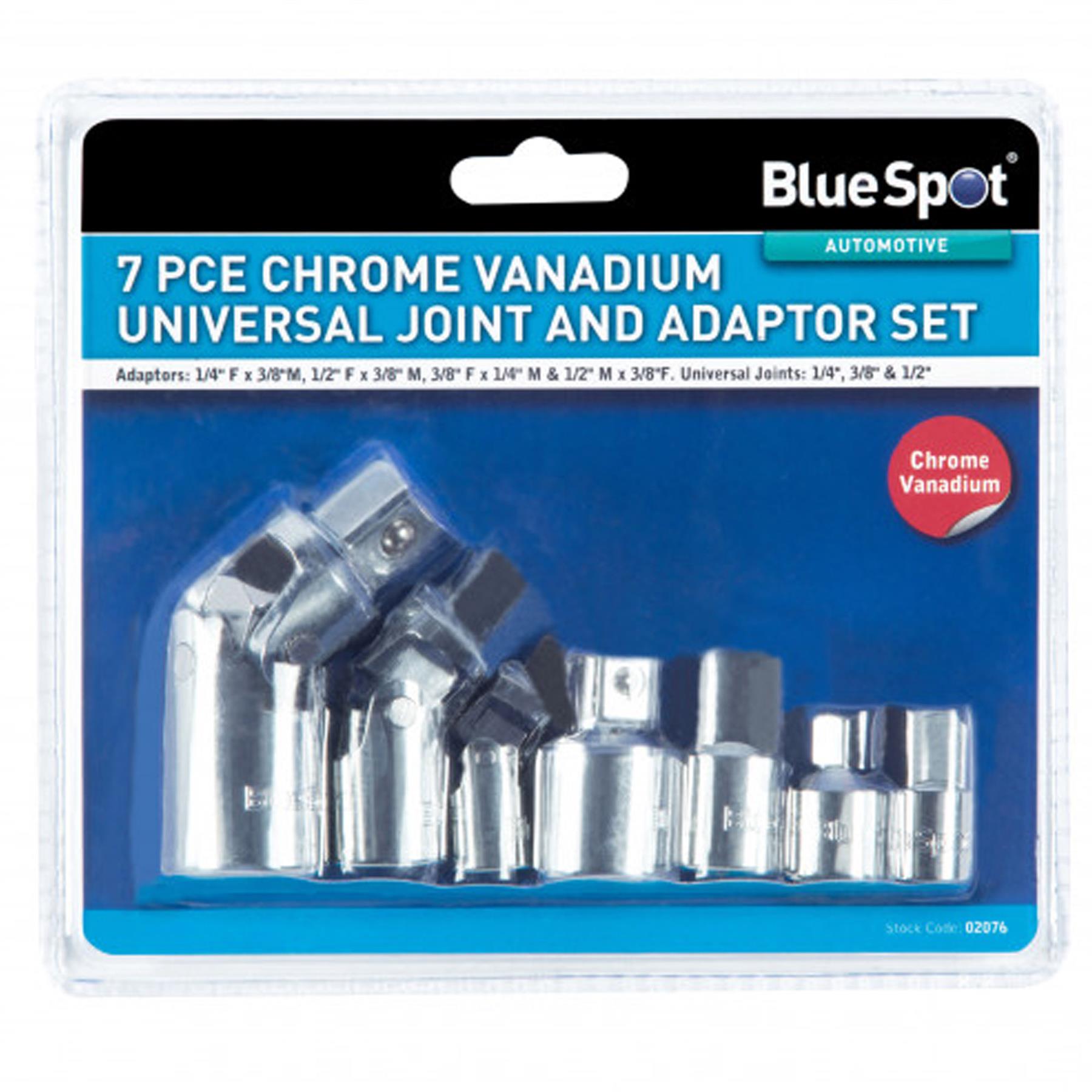 BlueSpot 7Pc Universal Joint And Adaptor Set Chrome Vanadium Steel Professional Tool