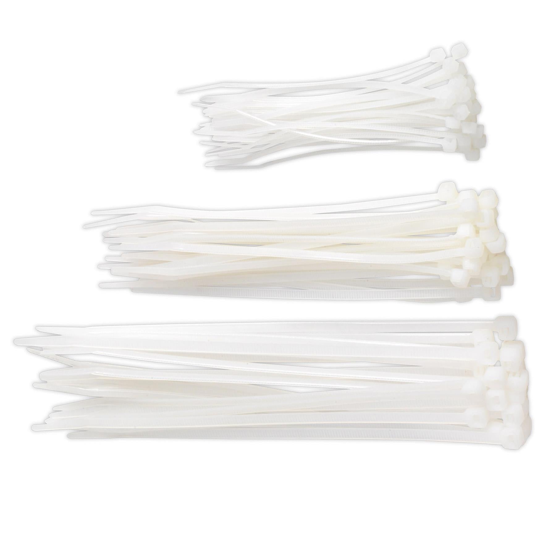 Sealey Cable Tie Assortment White Pack of 75 inc 100mm / 150mm / 200mm