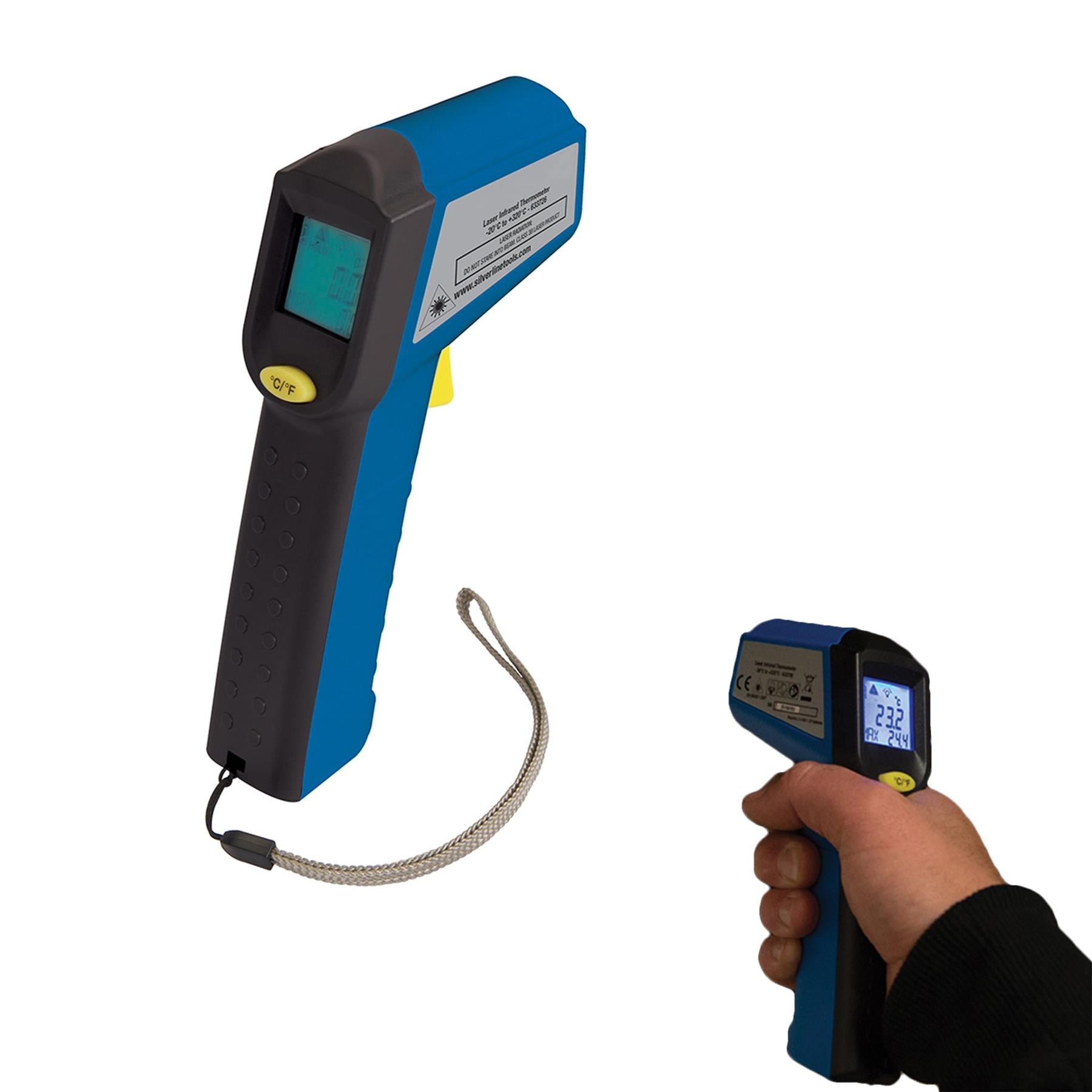 Laser Infrared Thermometer -38°C to +520°C Lcd Screen With Backlit Display New