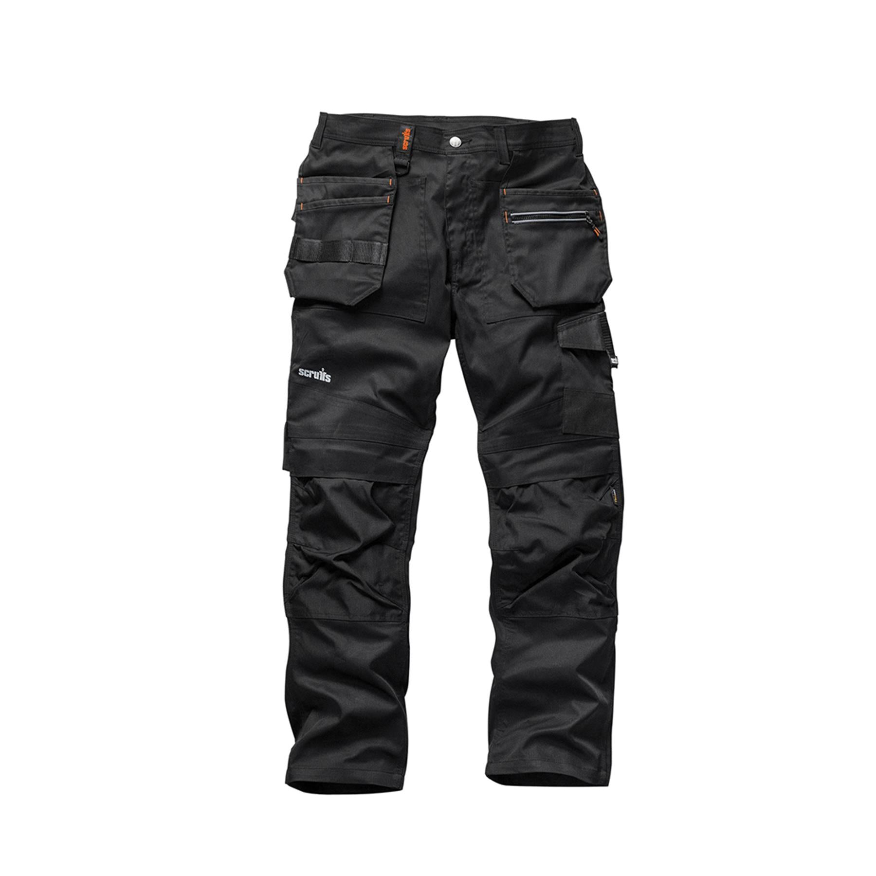 Scruffs Trade Flex Slim Fit Work Trousers Black 34L Mens Hardwearing