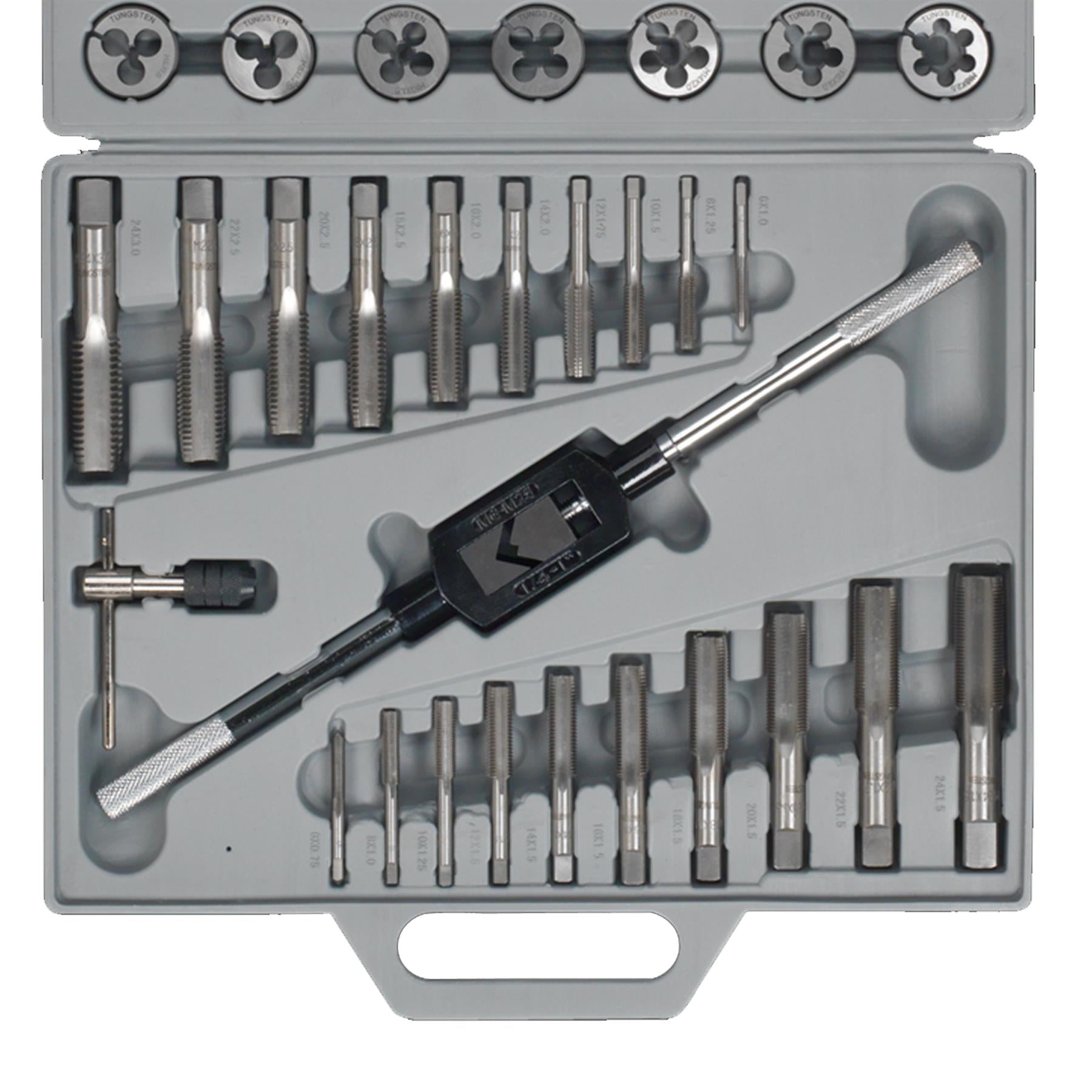 Sealey 45pc Tap and Die Set Split Dies Metric Thread Cutting Tool M6 - M24 Steel