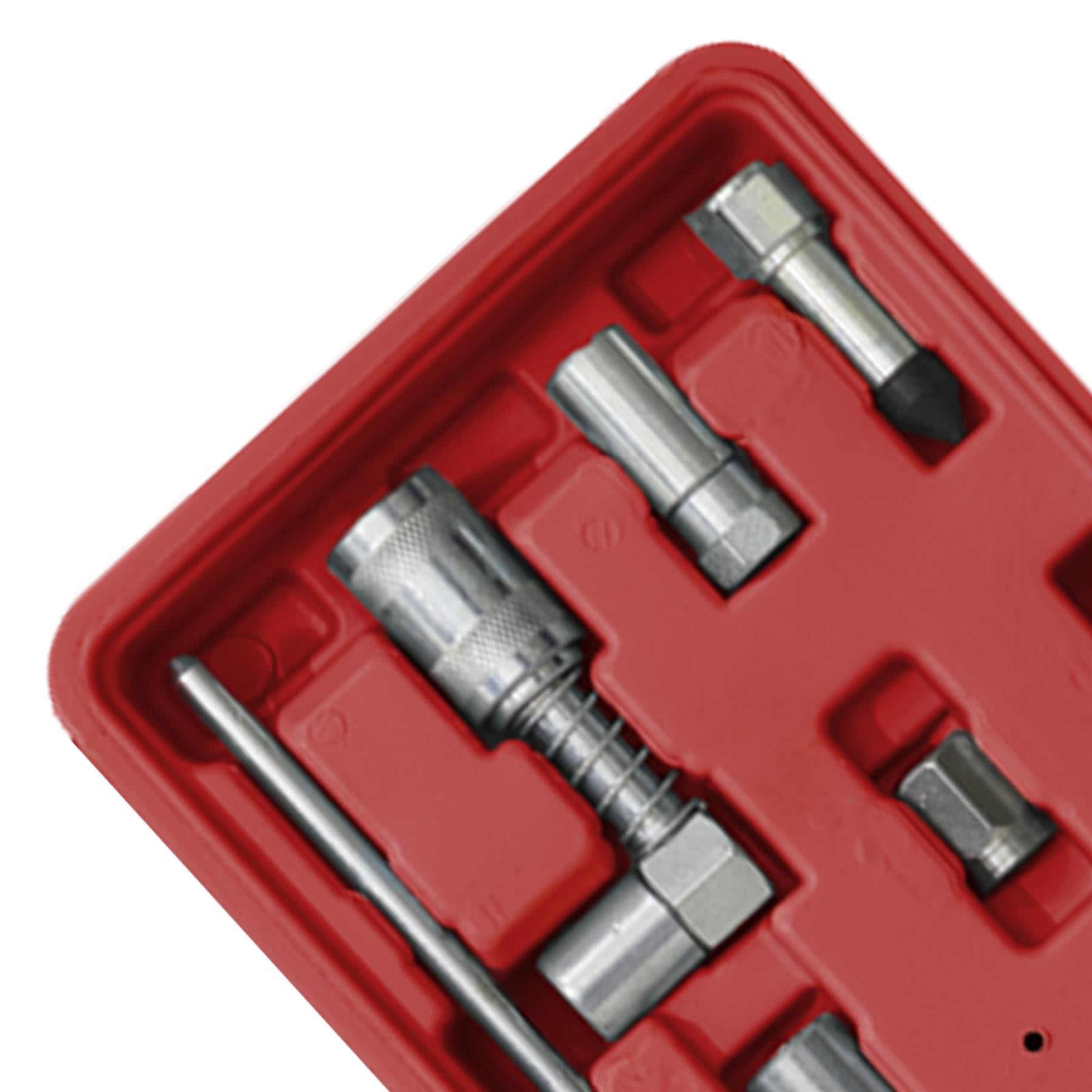 Sealey Manual Grease Gun Adaptor Kit Couplers Nozzles & Flexible Hose 12pc Set