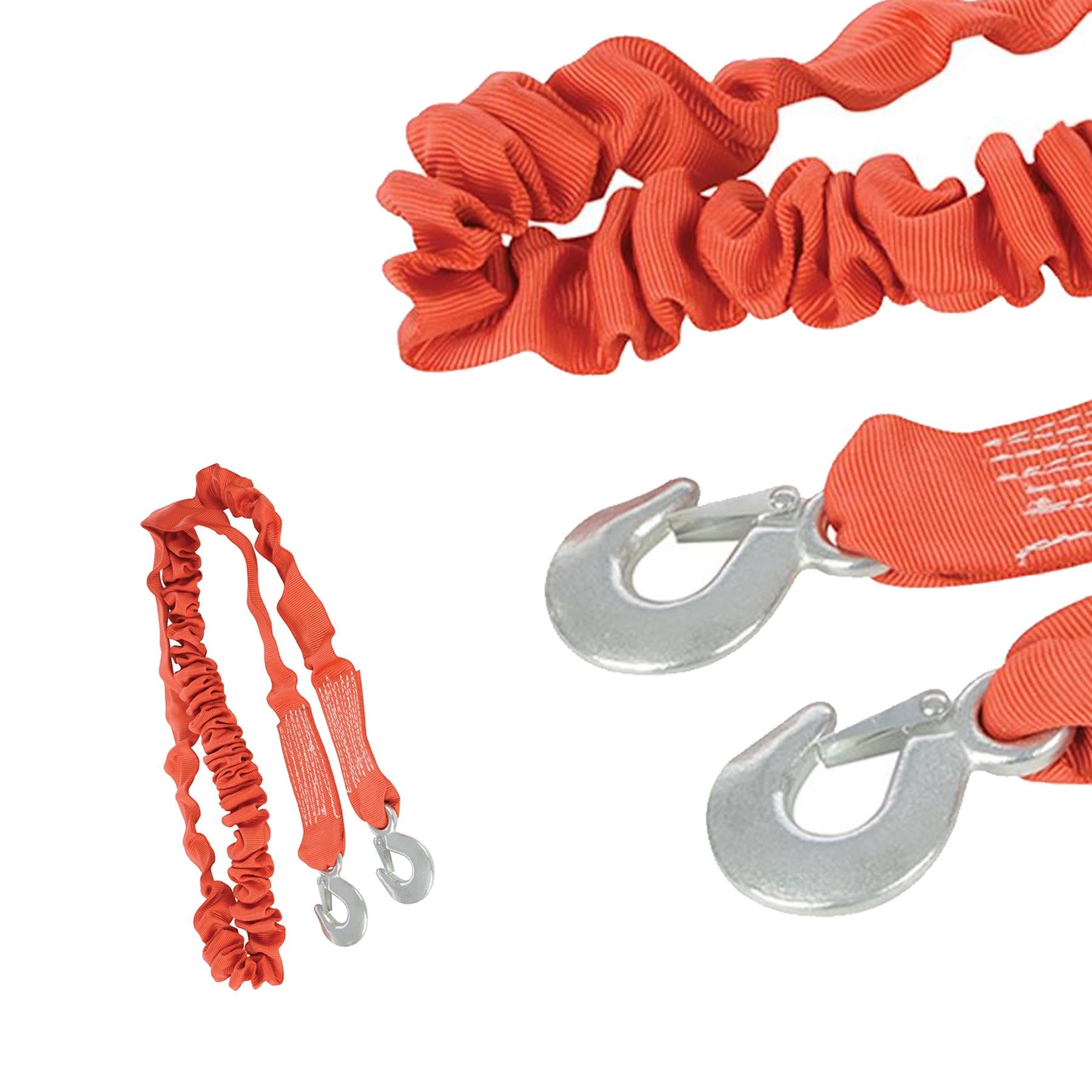 Elasticated Tow Rope 4 Tonne - 4M X 50mm Forged Hooks & Hook-Retaining Sleeves