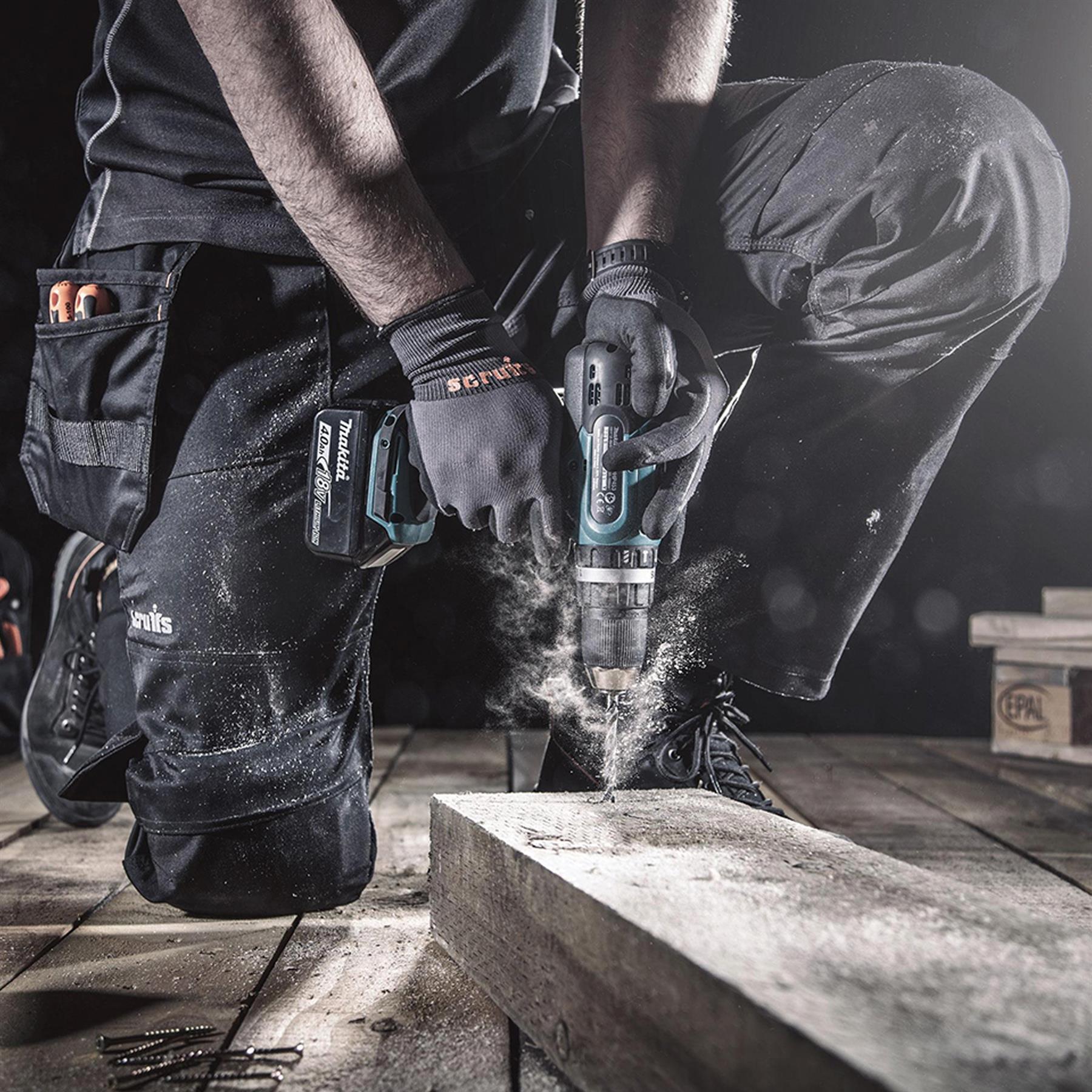 Scruffs Black Trade Flex Slim Fit Work Trouser Mens Hardwearing Size-28"R