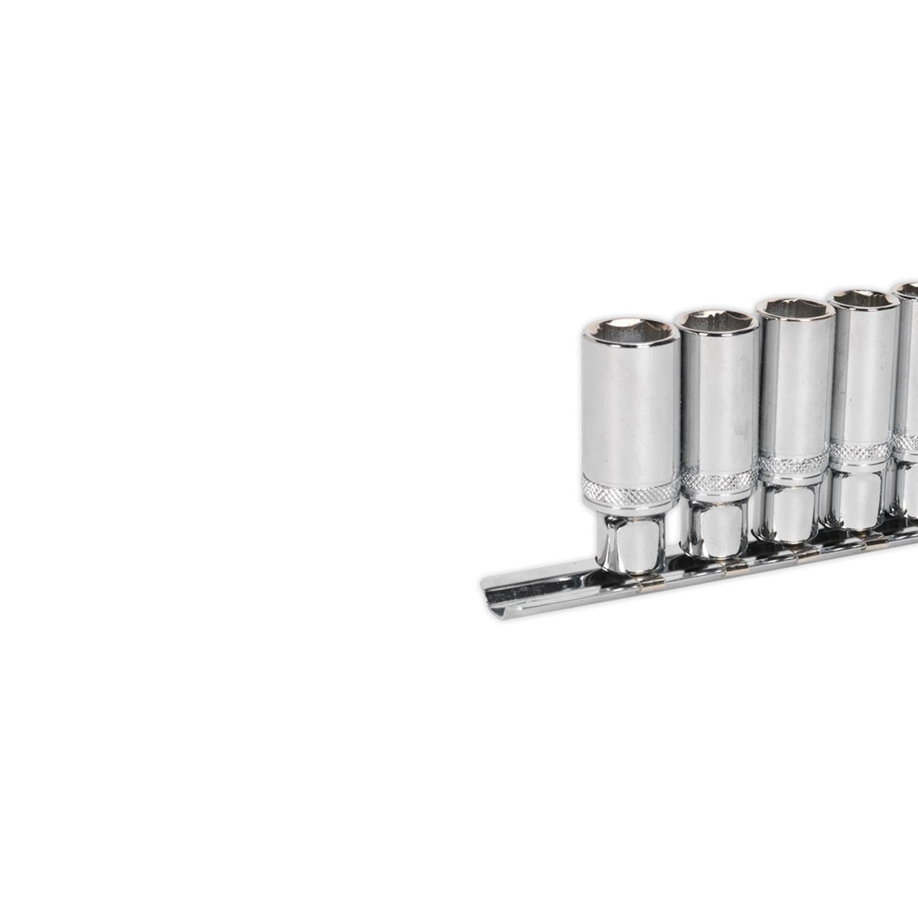 Sealey Deep Lock-On Socket Set 1/4" Sq Drive 13pc 4 -14mm 6pt Metric Long Reach