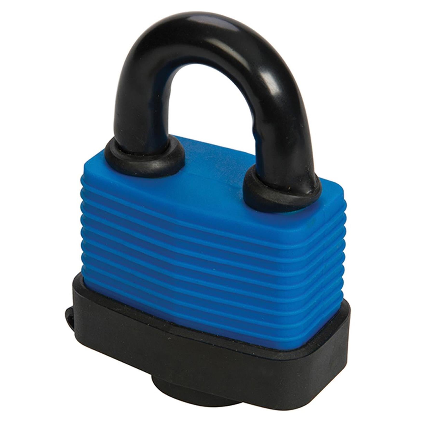 60mm Weather-Resistant Padlock Steel Body & Shackle With Rubber Coating