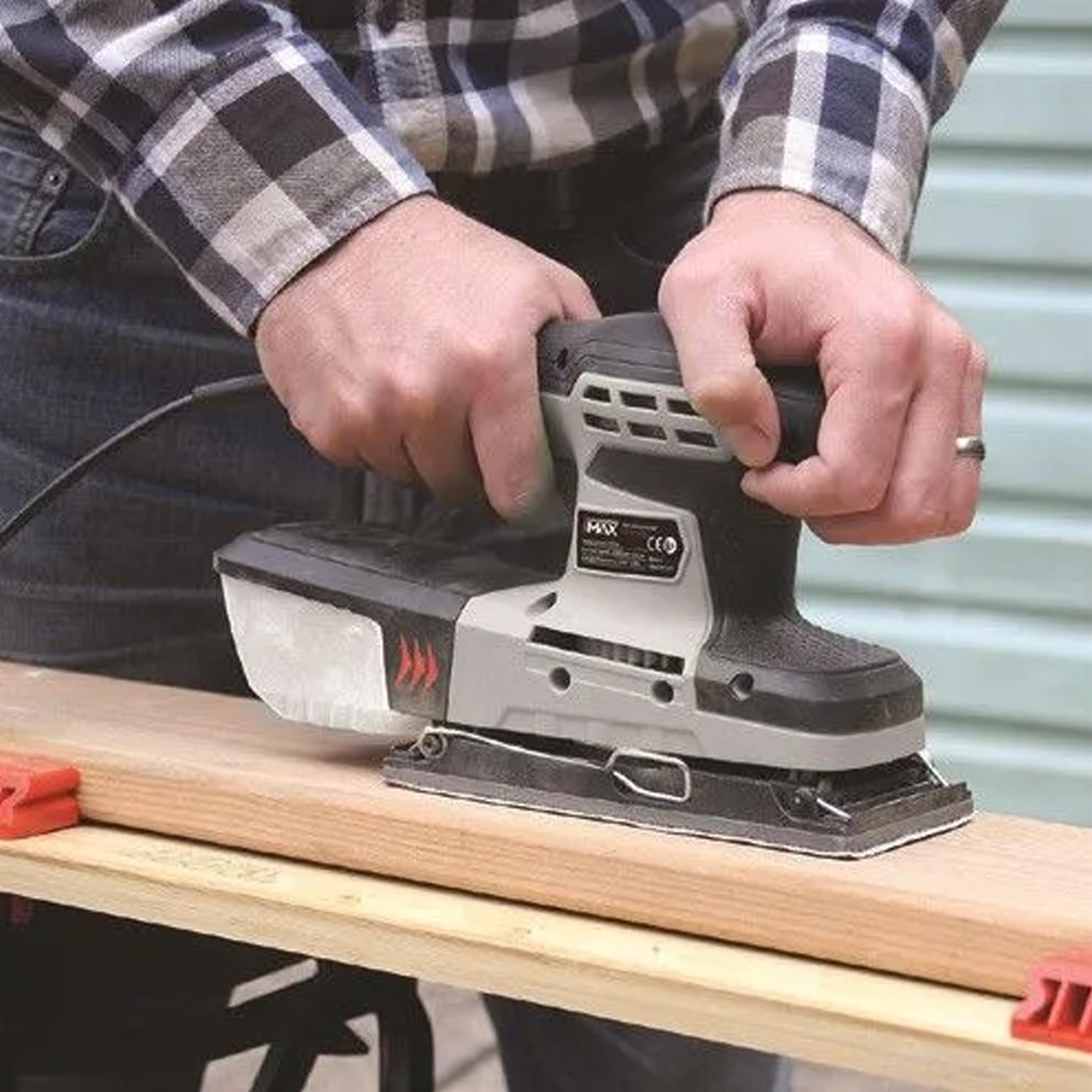 260W 1/3 Sheet Sander Dust Collection Box & 3 Hook & Loop Sanding Sheets