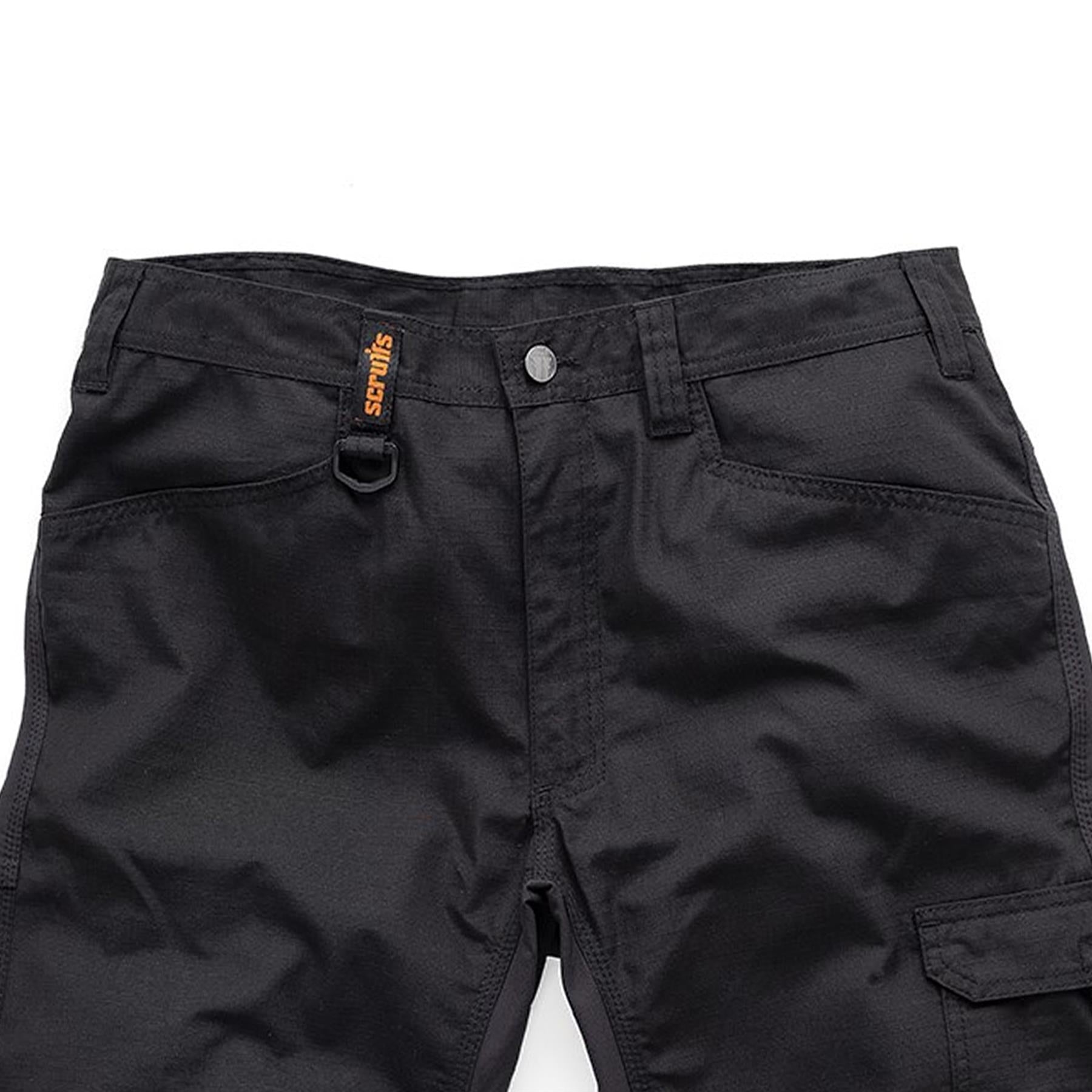 Scruffs Work Shorts Trade Flex Lightweight Slim Fit Hard Wearing Black 33"W