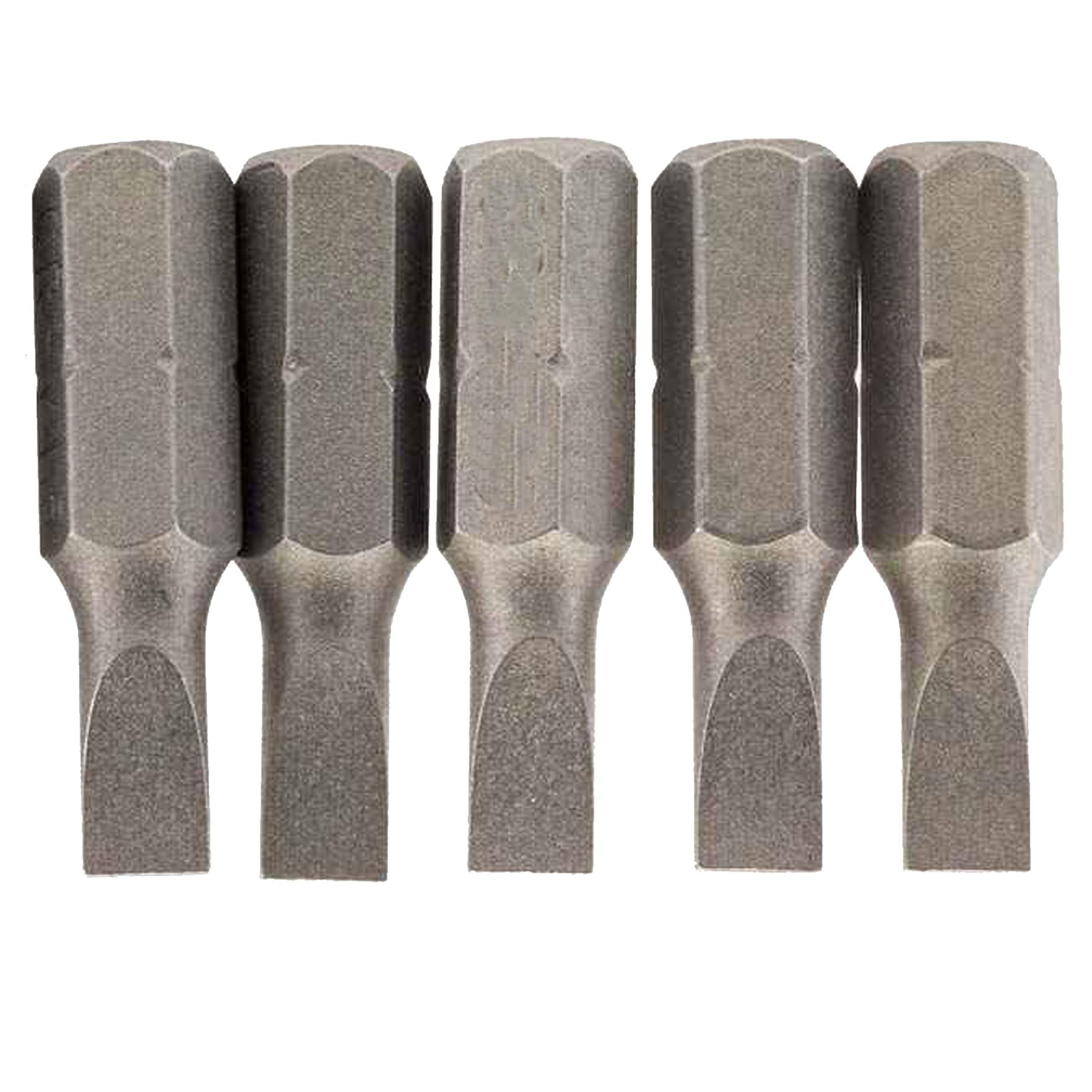 Slotted Screwdriver Bits 6mm CRV Chrome Vanadium Steel 1/4" Hex Drive 5Pcs