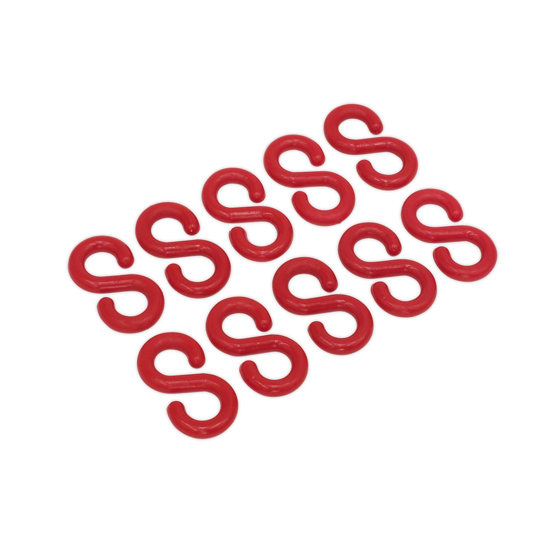 Sealey Plastic Chain S-Hook Red plastic S-hooks Pack of 10