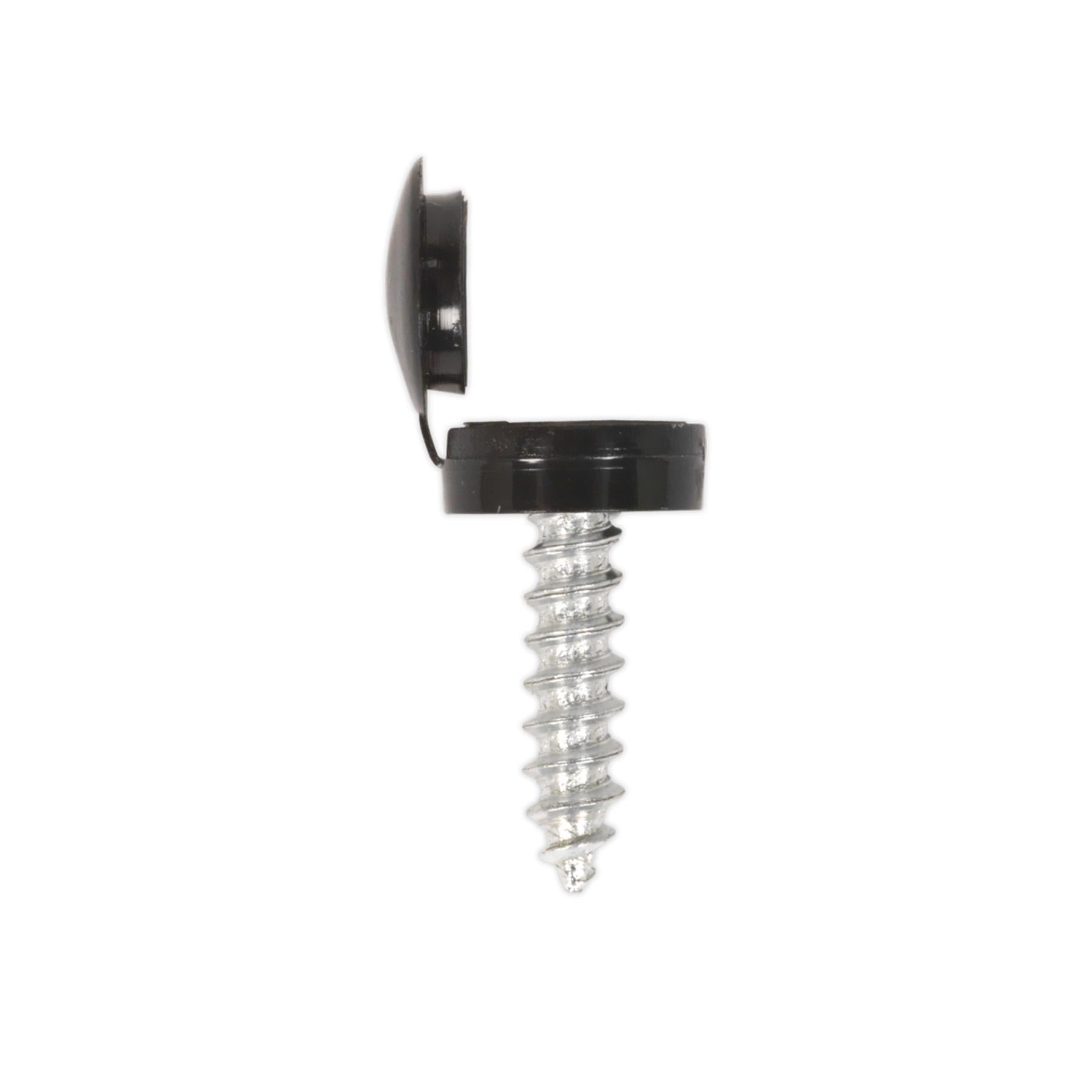 Sealey Numberplate Screw & Flip Cap 4.2 x 19mm Black Pack of 50