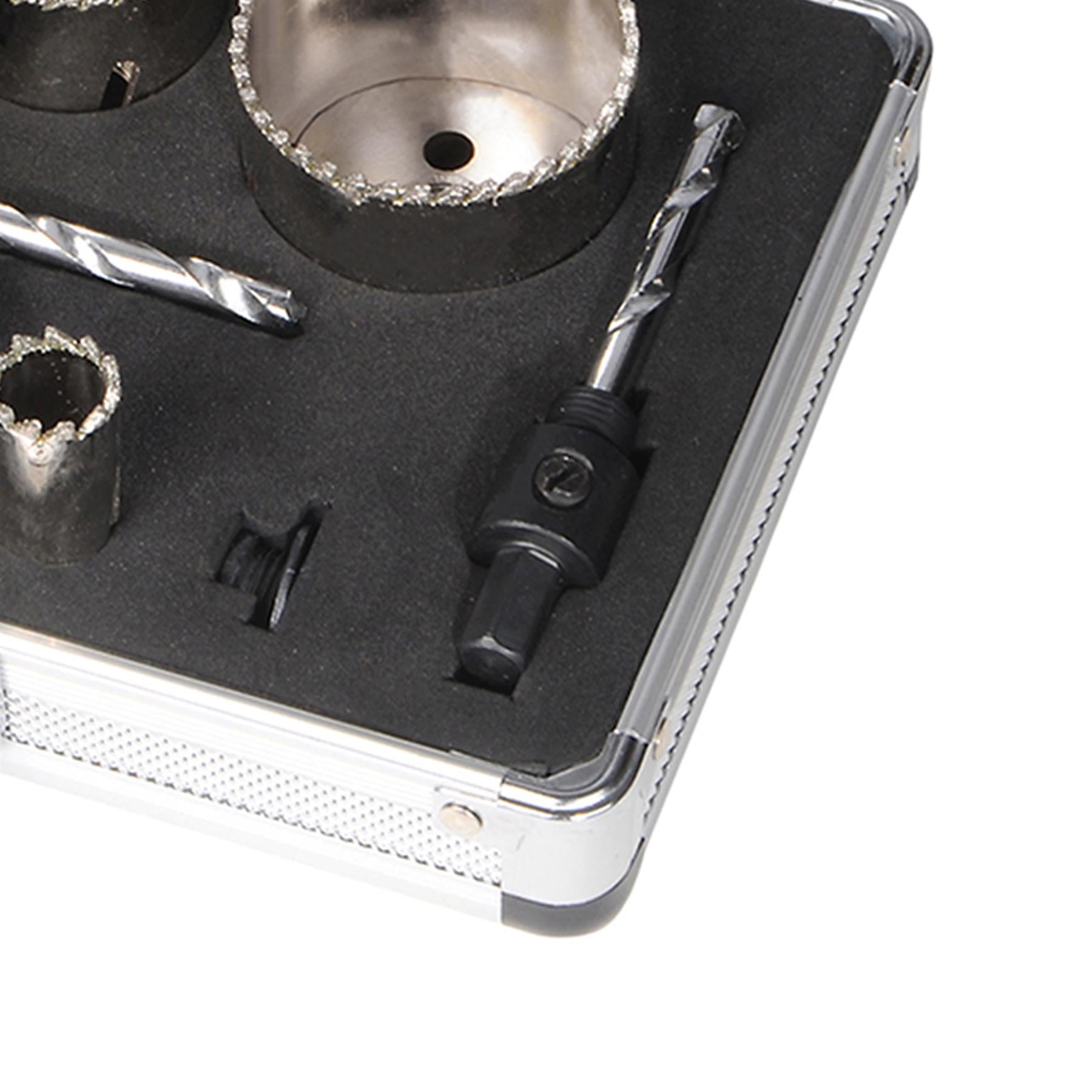11Pce Diamond Grit Holesaw Kit 19mm - 57mm Fitted Aluminium Storage Case