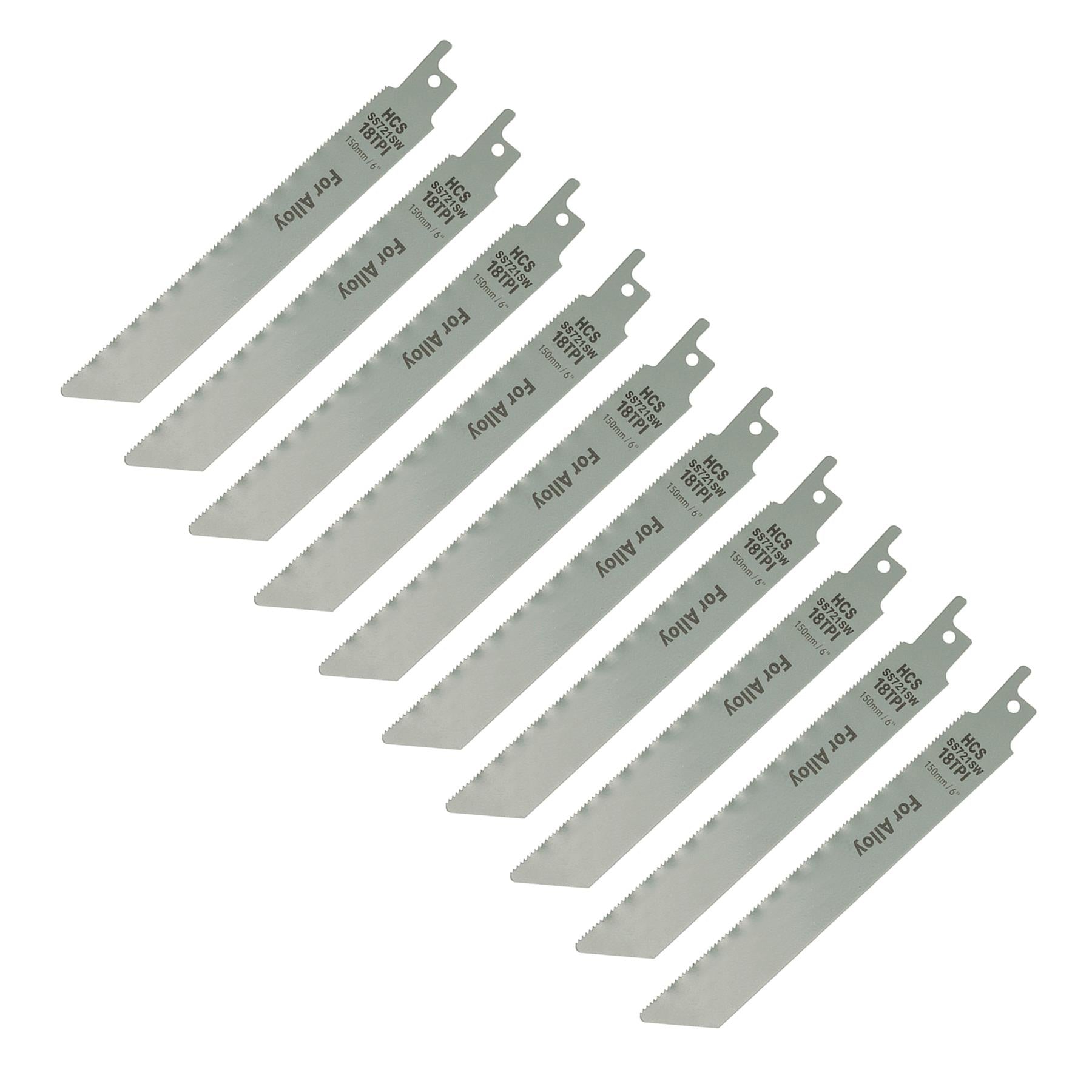 10 Reciprocating Saw Blades 18 Tpi 150mm Wood & Soft Alloy Cutting Fine
