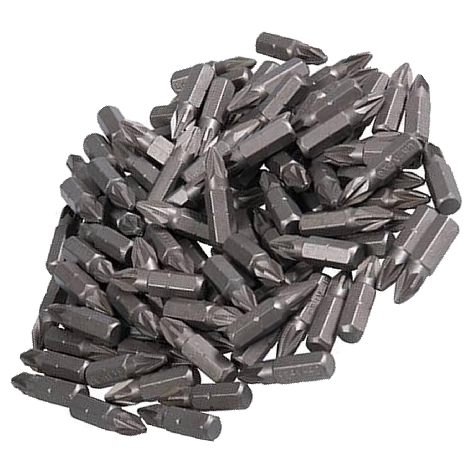 Pozidriv PZ2 Screwdriver Bits CRV Chrome Vanadium Steel 1/4" Hex Drive 100Pcs