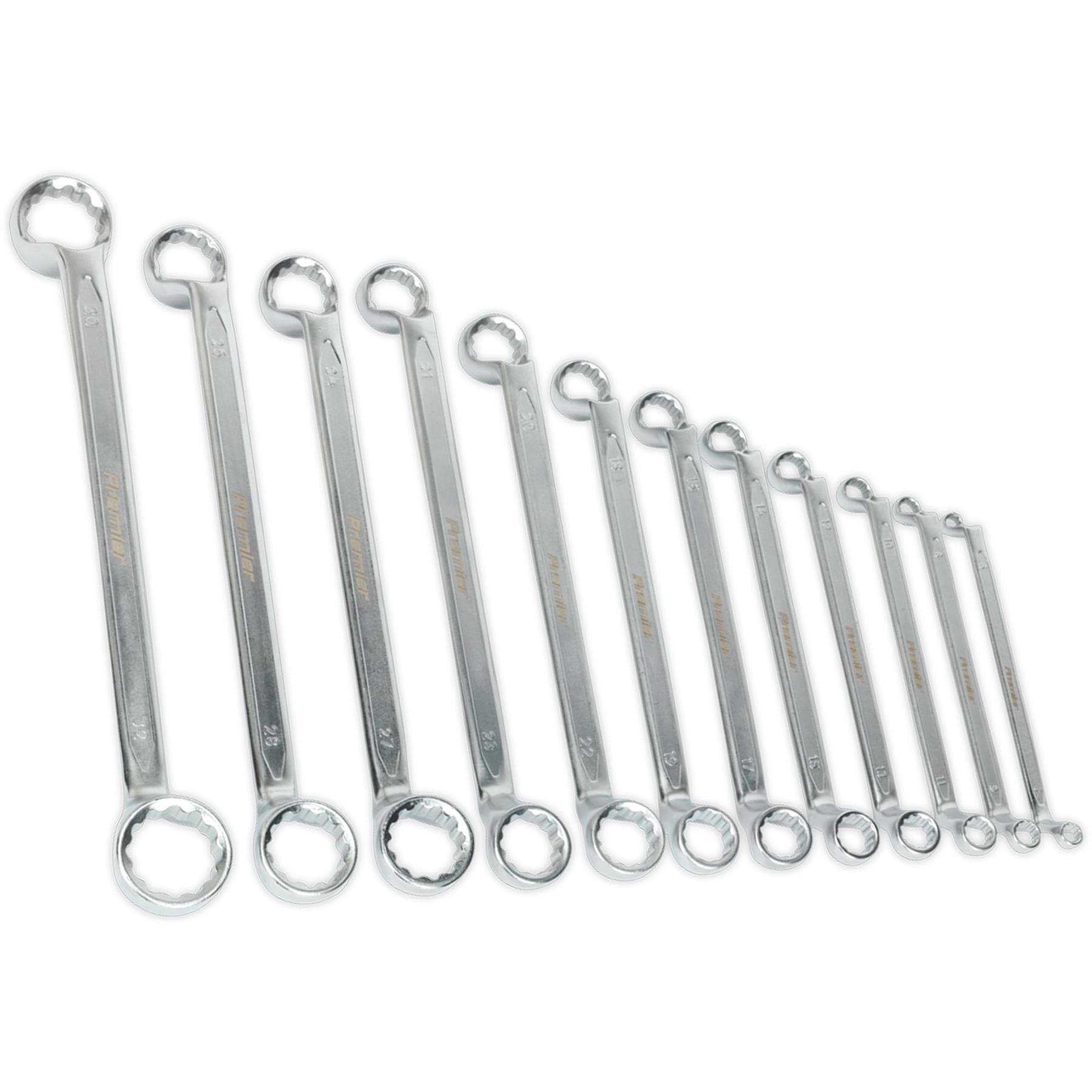 Sealey Offset Double End Ring Spanner Set 12pc Metric