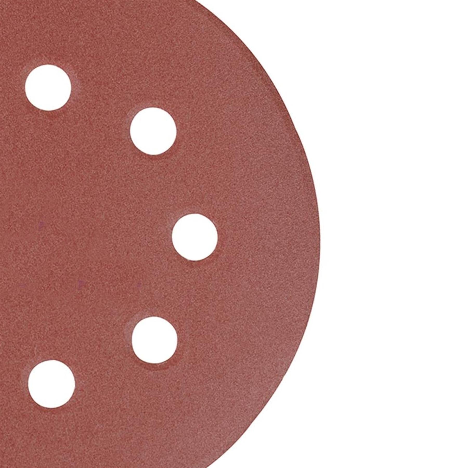 Punched Sanding Discs 125mm 10Pk Grit 60 Hook & Loop Aluminium Oxide DIY