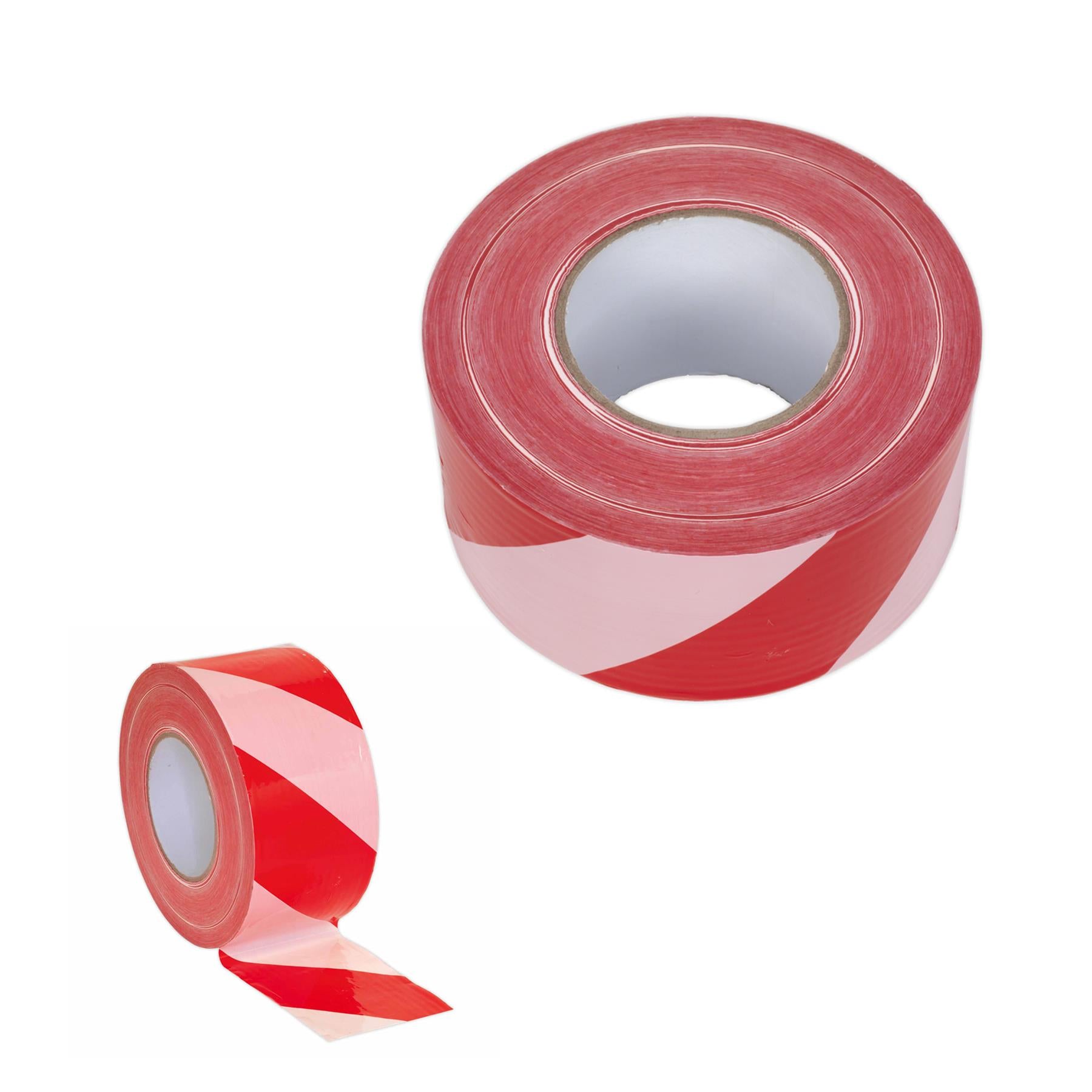 Sealey Hazard Barrier Tape 80mm x 100m Red/White Non-Adhesive