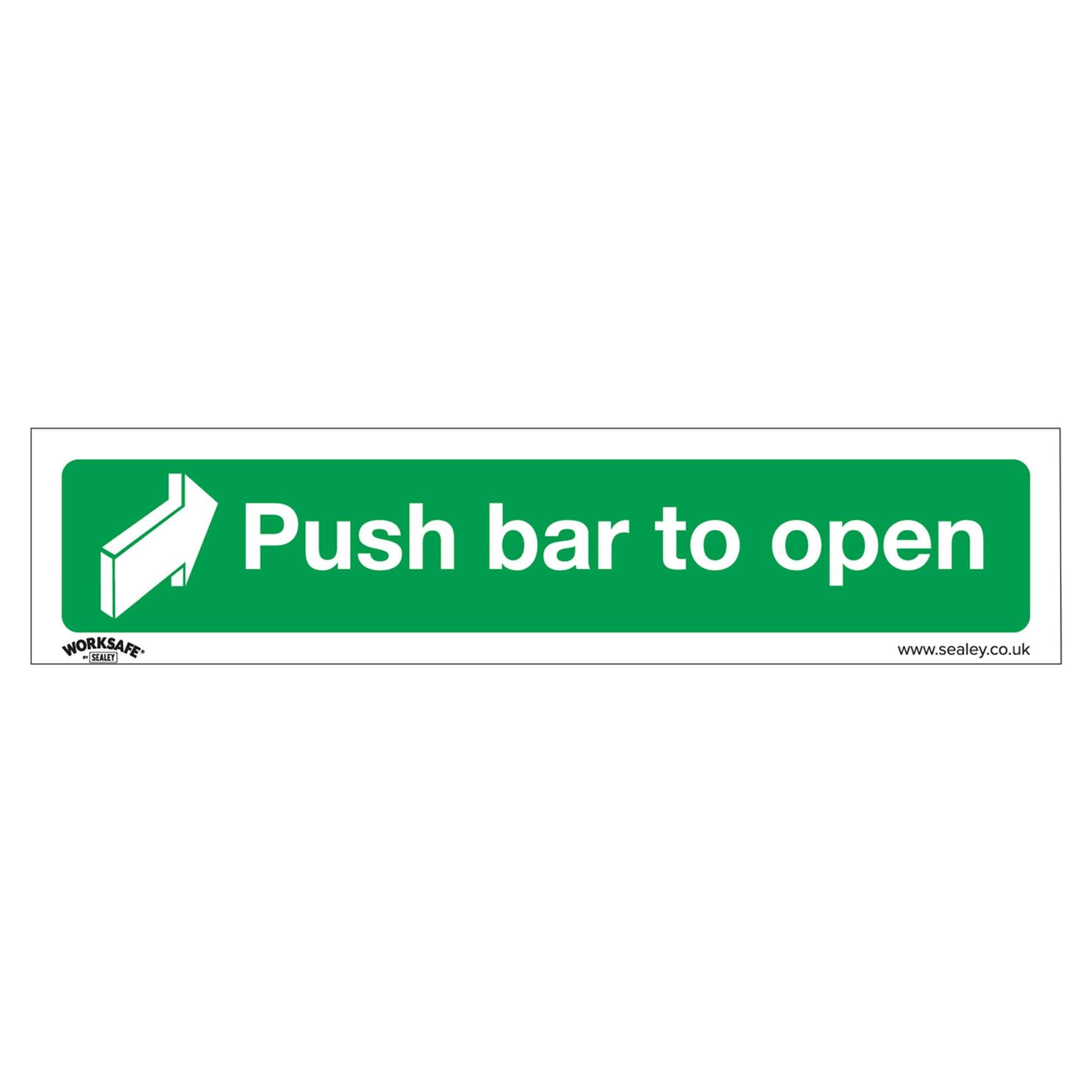 Sealey Safety Sign - Push Bar To Open - Self-Adhes. - Pack of 10