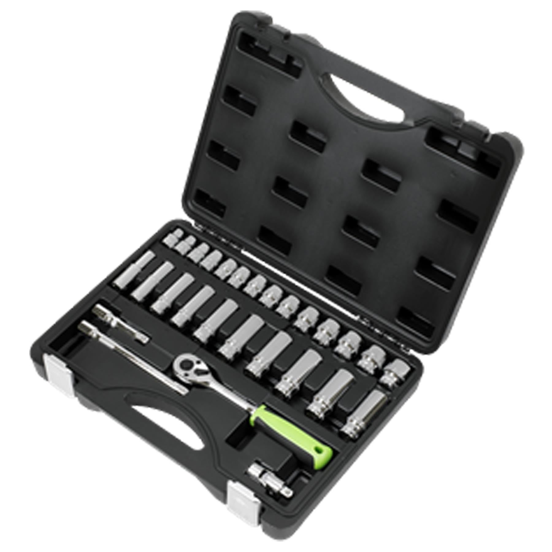 Sealey Socket Set 28pc 3/8"Sq Drive 6pt WallDrive� Metric