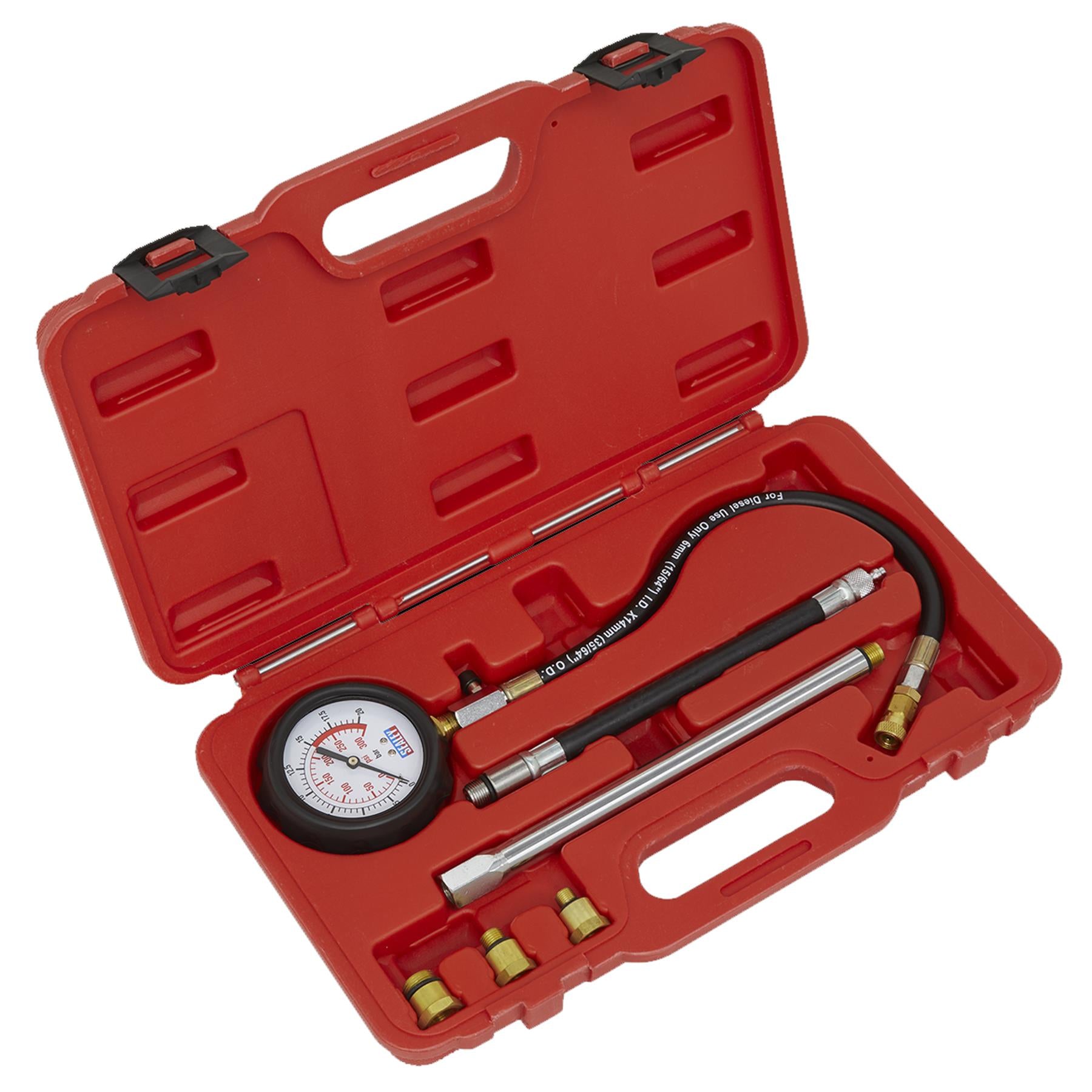 Petrol Engine Compression Tester Deluxe Kit 6pc VSE300D Sealey