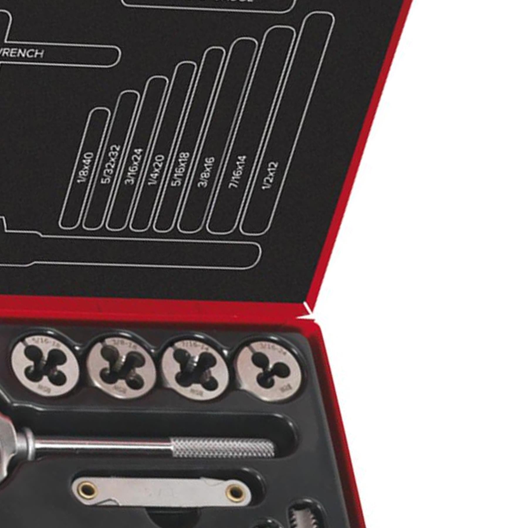 Sealey 28pc Tap and Die Set Split Dies Imperial BSW Thread Cutting 1/8" - 1/2"