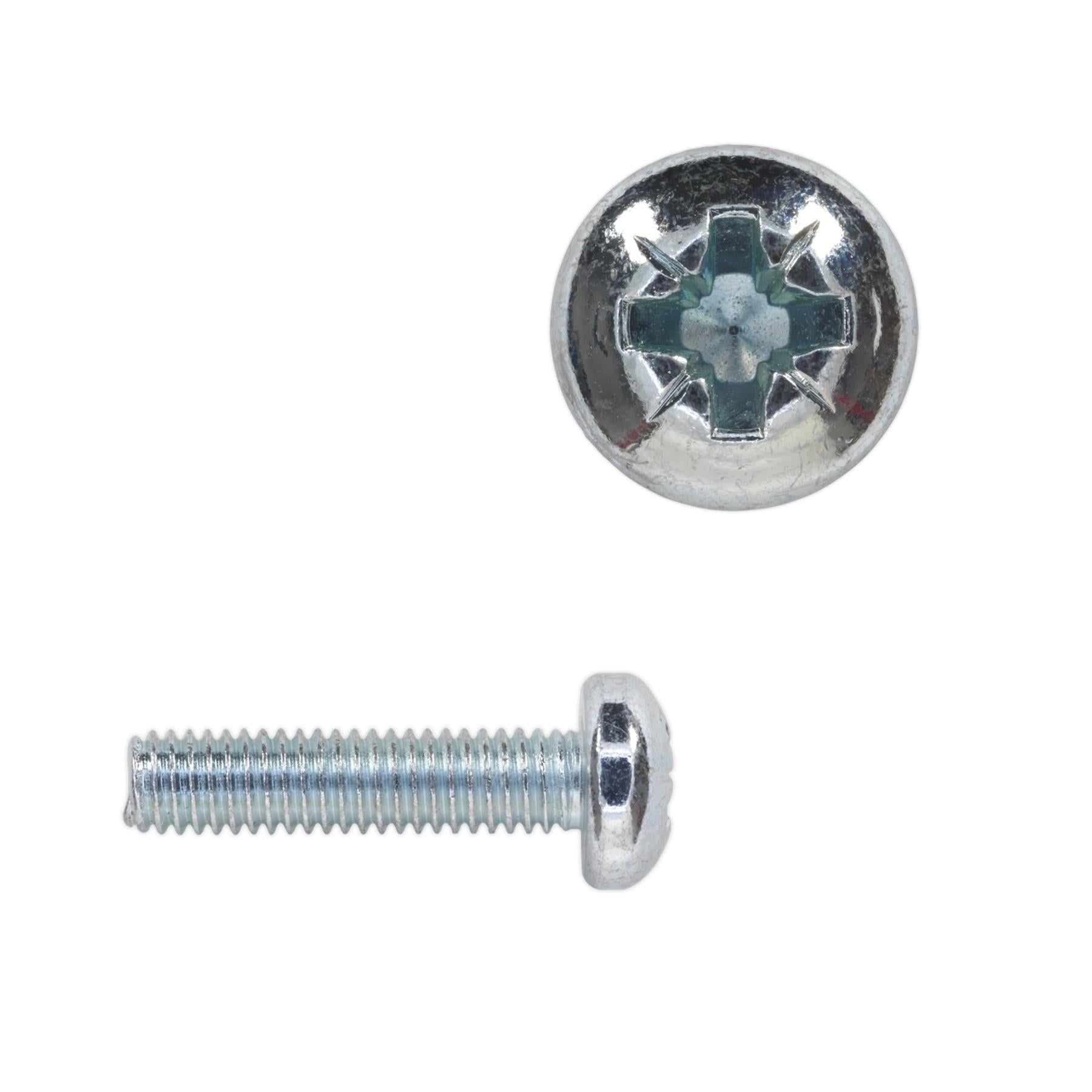 Sealey Machine Screw M6 x 25mm Pan Head Pozi Zinc Pack of 50