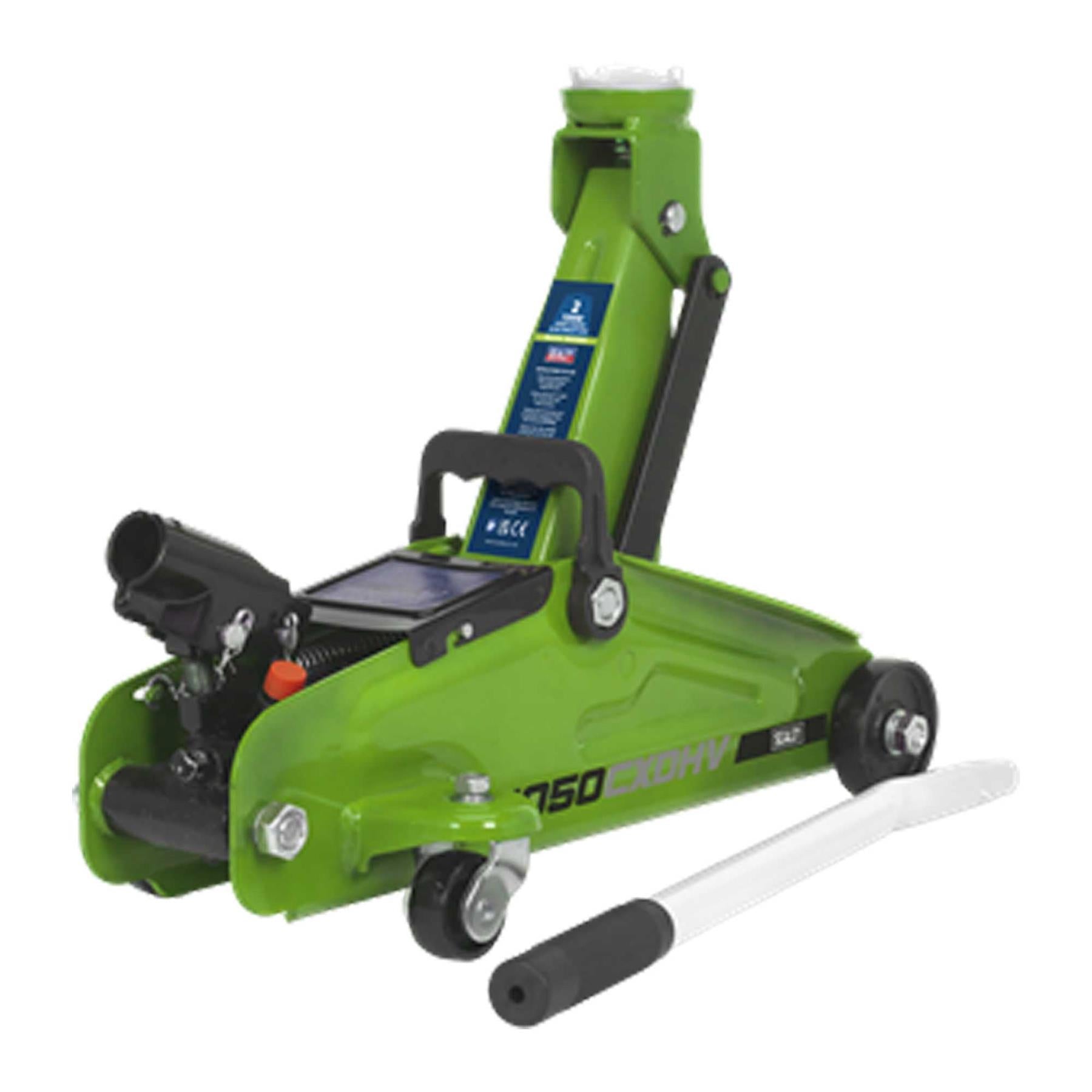 Sealey Trolley Jack 2tonne Hi-Vis Short Chassis with Storage Case