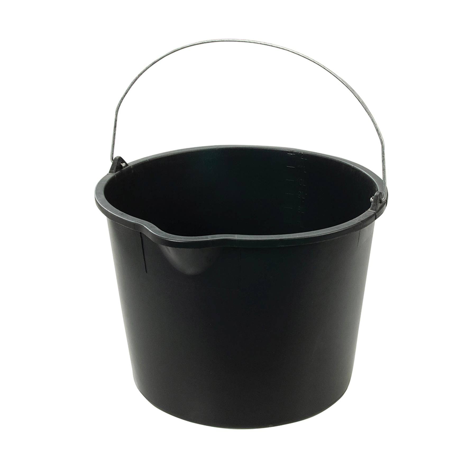 10Pk Multipurpose Buckets 12Ltr Polypropylene Sturdy Steel Handle Pouring Lip