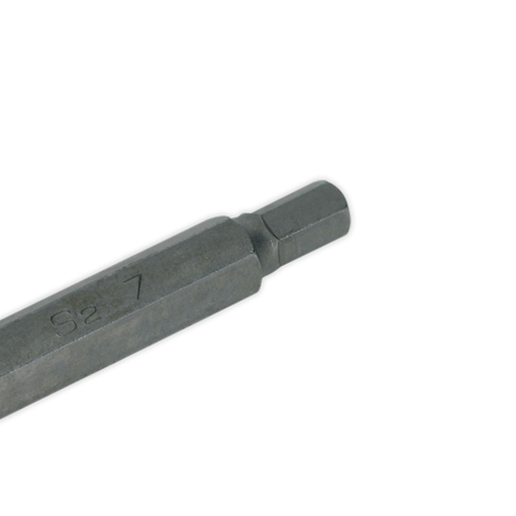 Sealey Hex Socket Bit 7mm Long 1/2"Sq Drive Satin Finish