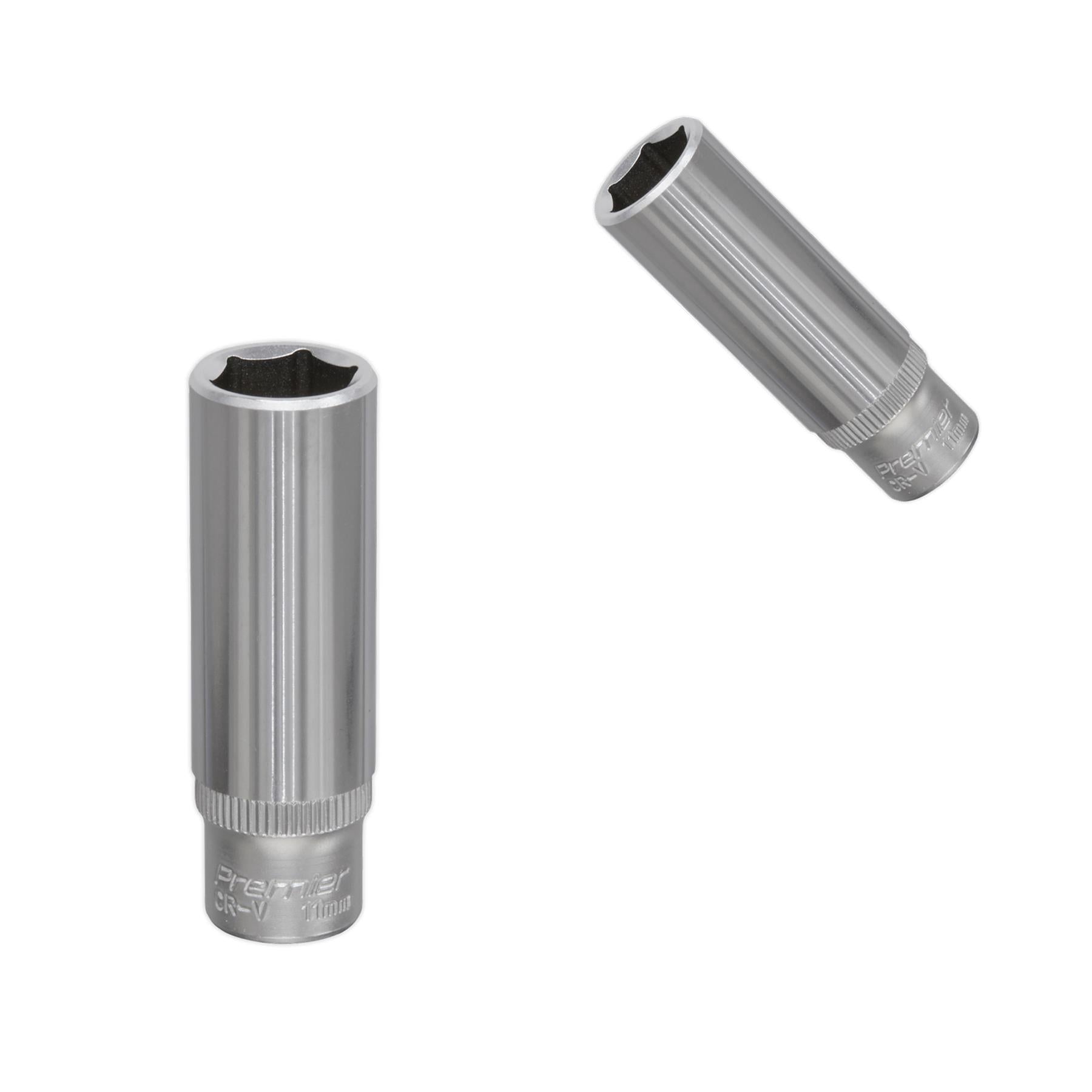 Sealey WallDrive® Socket 11mm Deep 1/4"Sq Drive