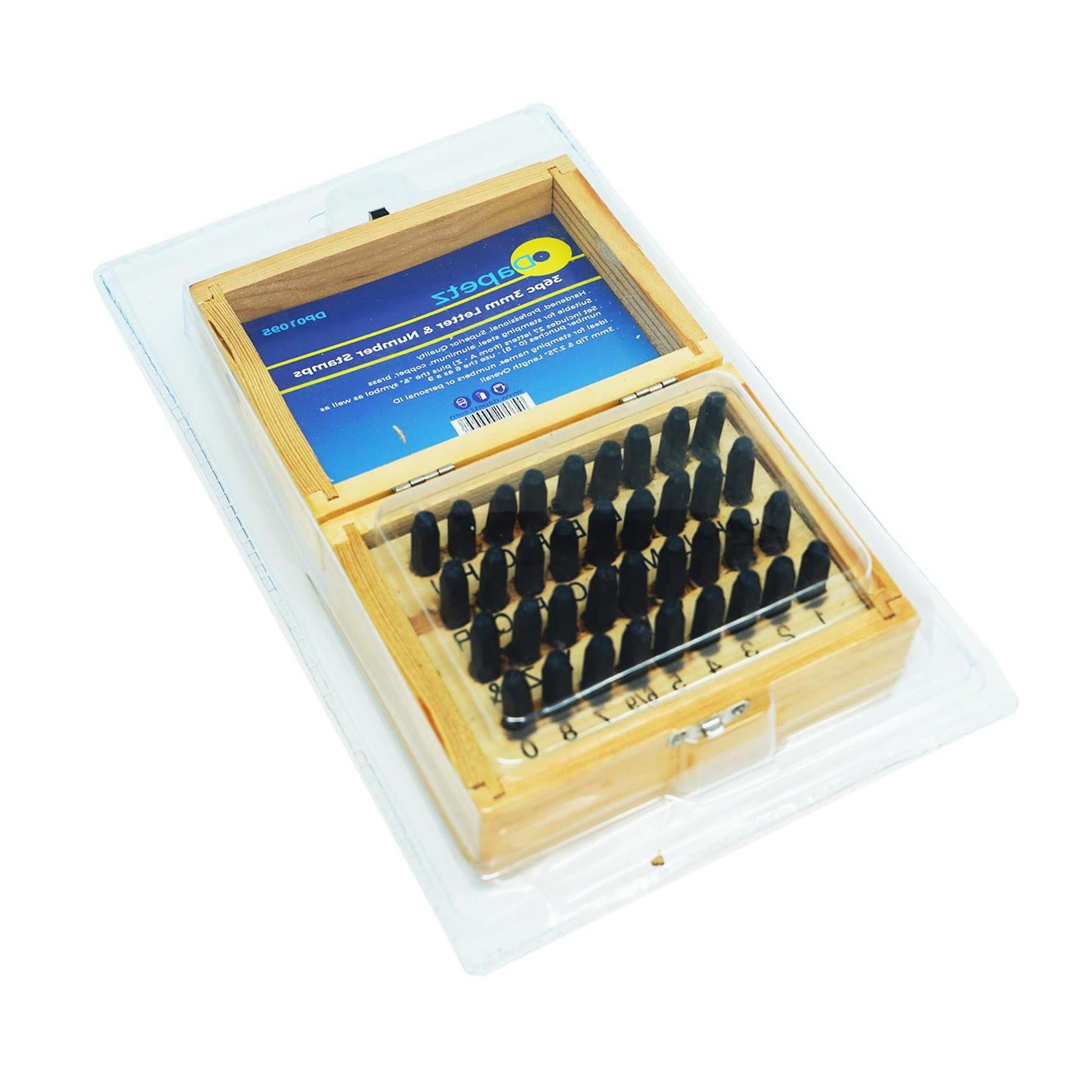 3mm 36pc Letter & Number Stamp Set Metal Punch Stamps Incluides Wood Storage Box