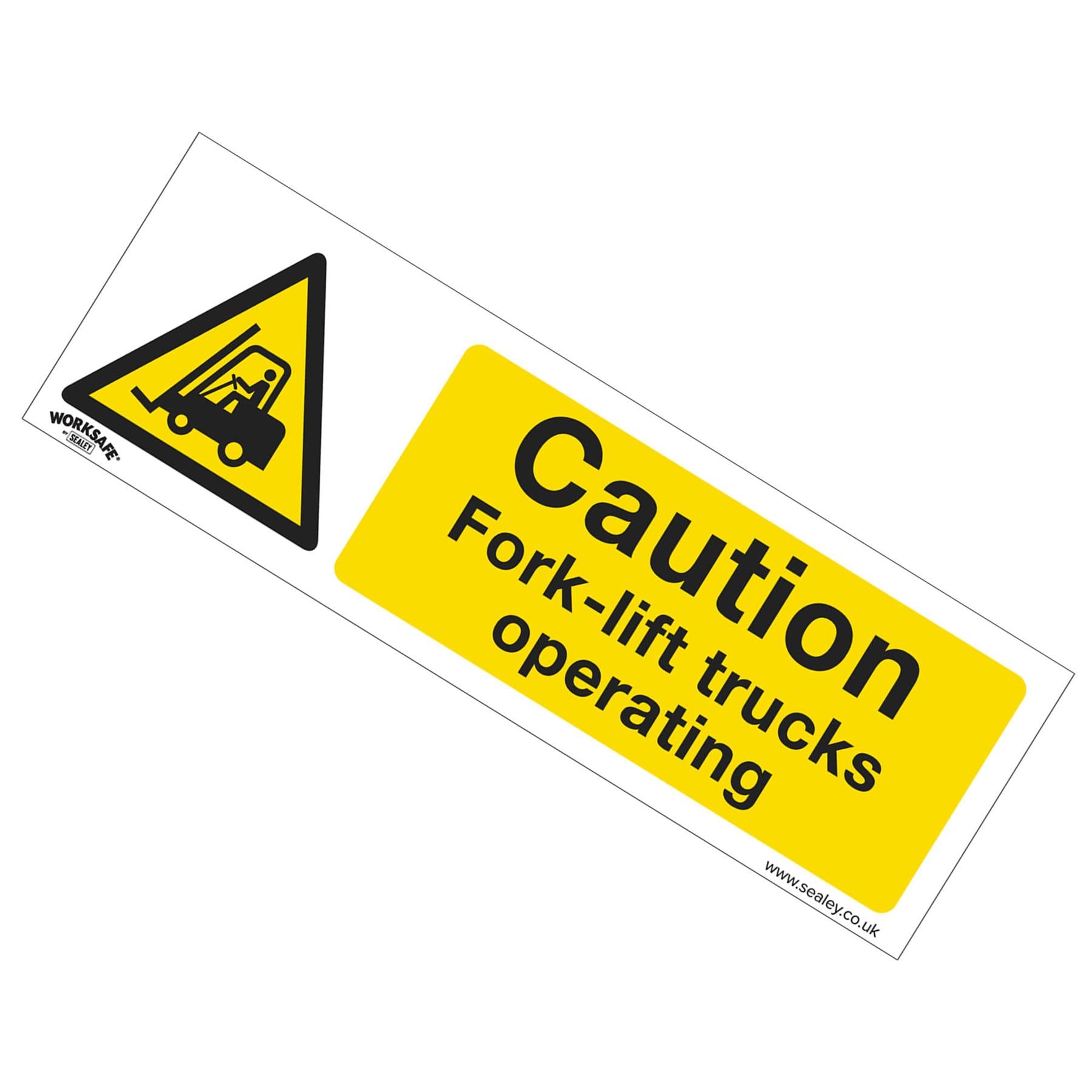 Warning Safety Sign - Caution Fork-Lift Trucks - Self-Adhesive Vinyl