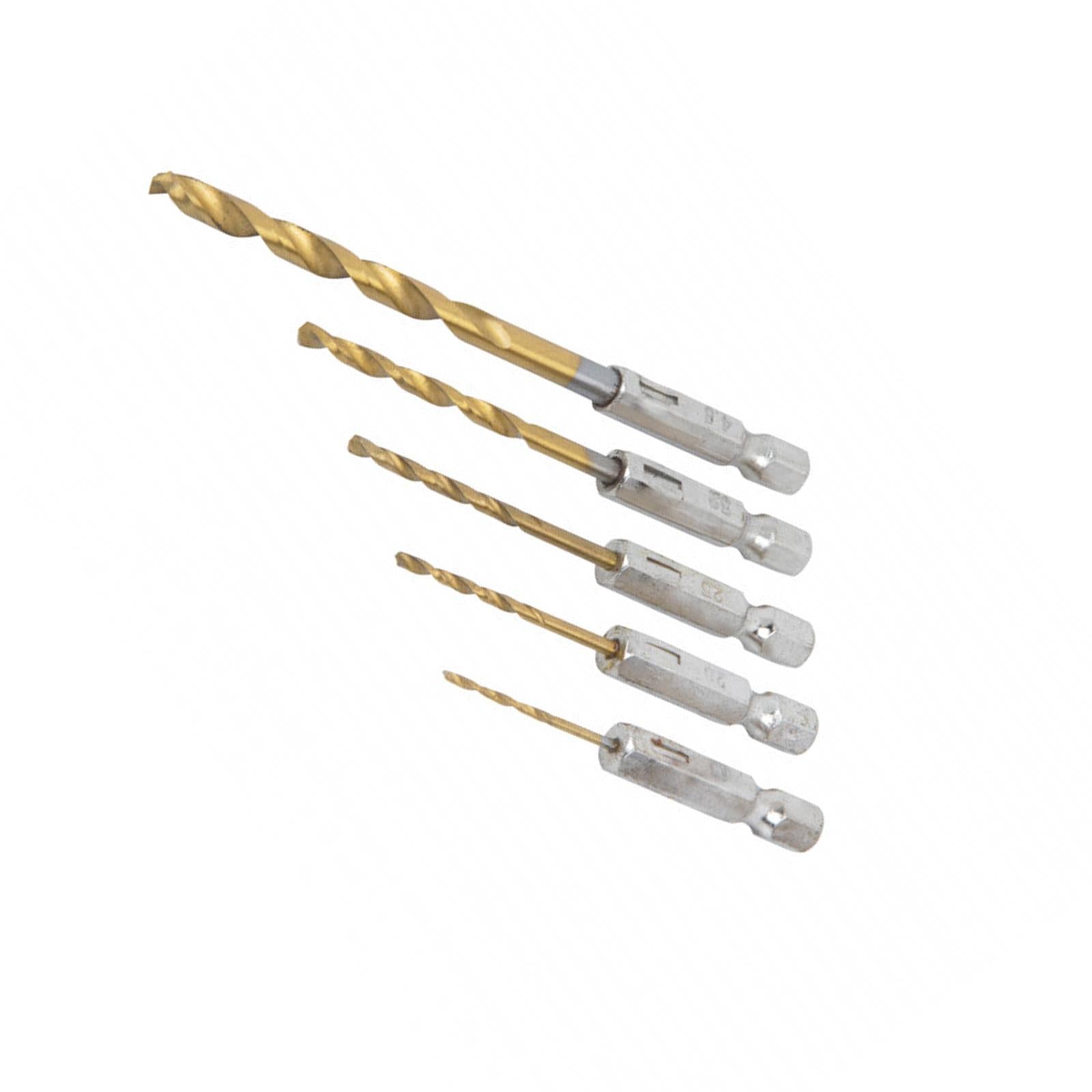BlueSpot 5pc 1/4" Hex Fitting Titanium Drill Bit Set 1.5-4.8mm For Metal Wood Fits Impact