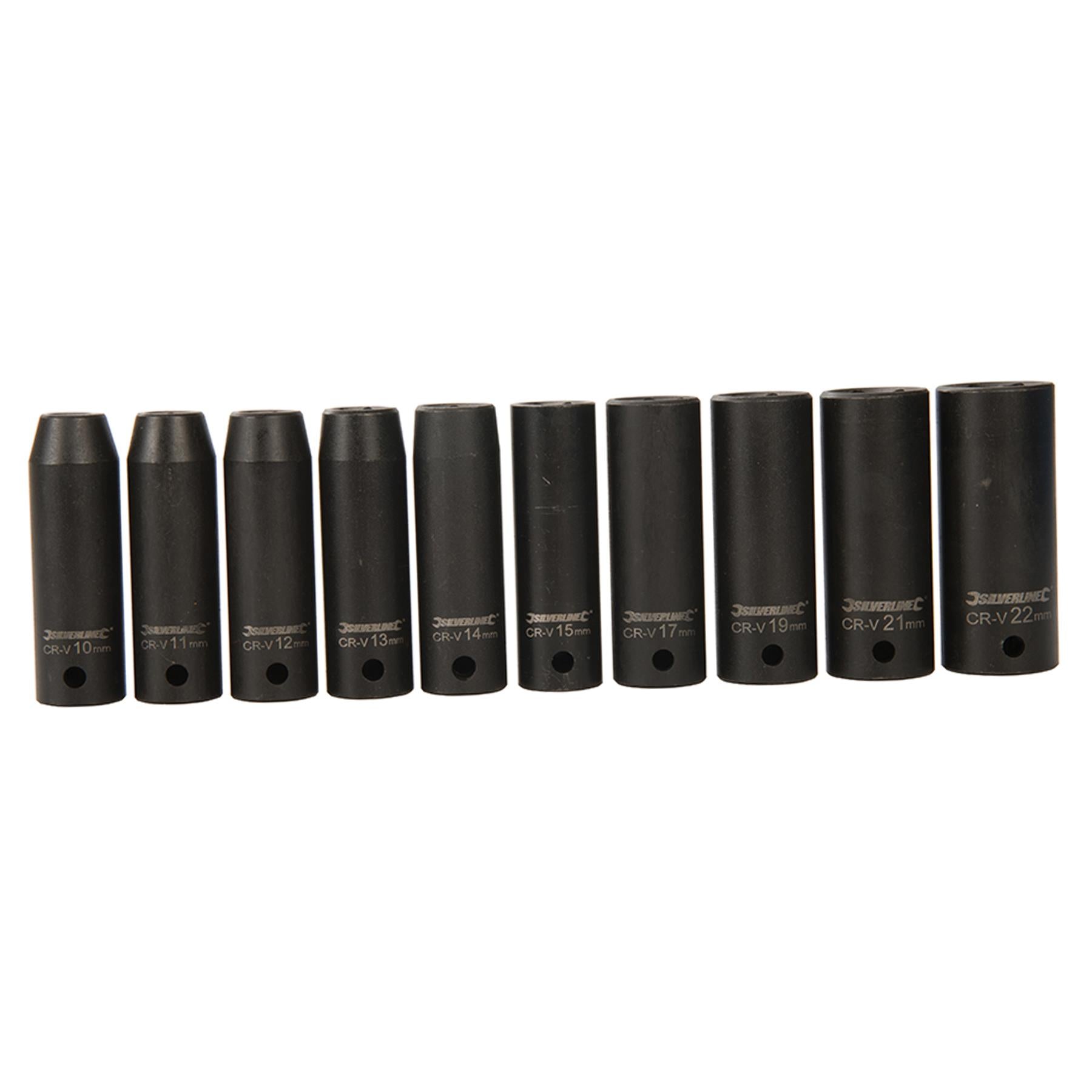 Deep Impact Socket Set 1/2" Drive 6pt Metric 10Pc 6 Point Hex Socket Set 10-22mm