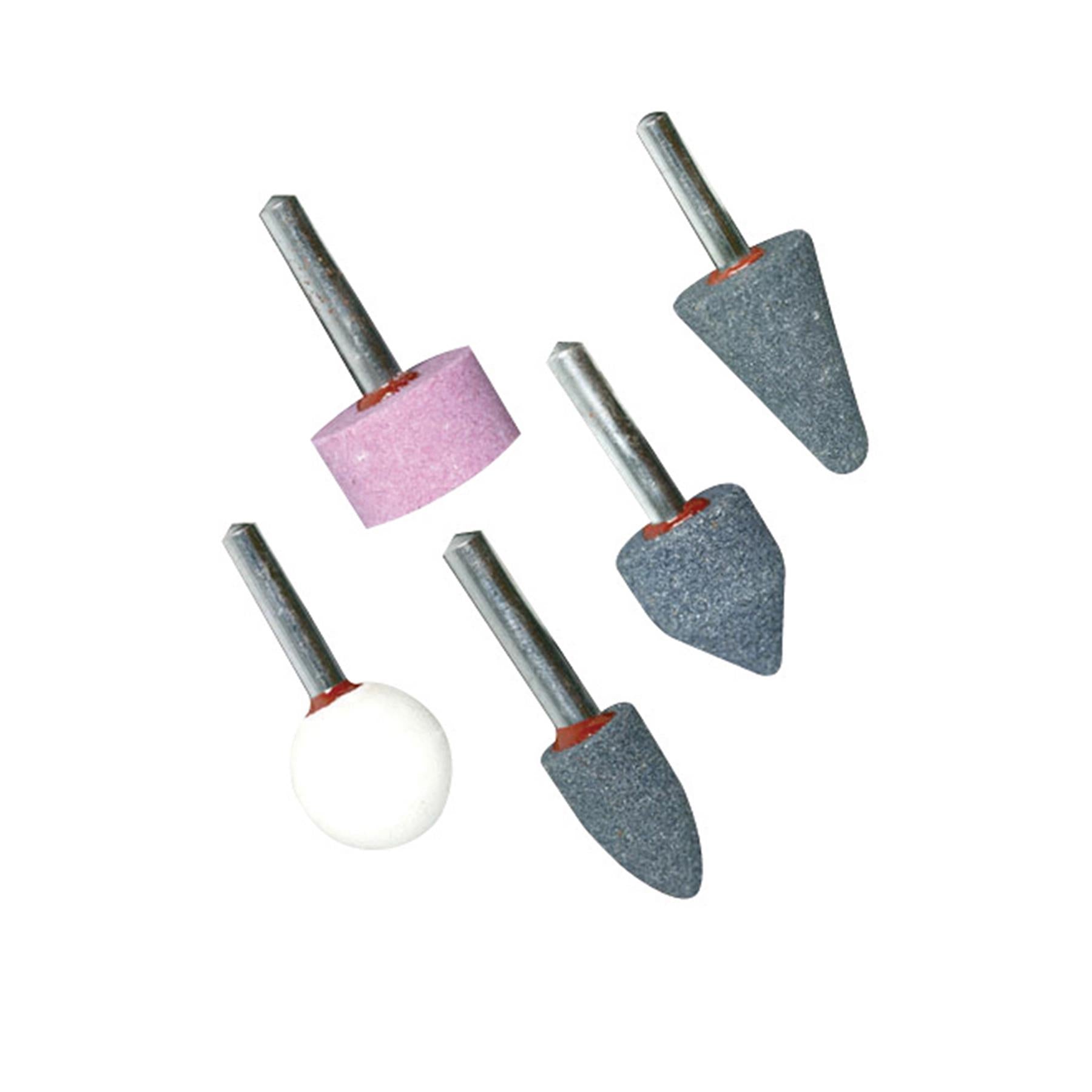 Mounted Stone Set 5Pce 1/4" Shank For Grinding Metal And Hard Plastic New