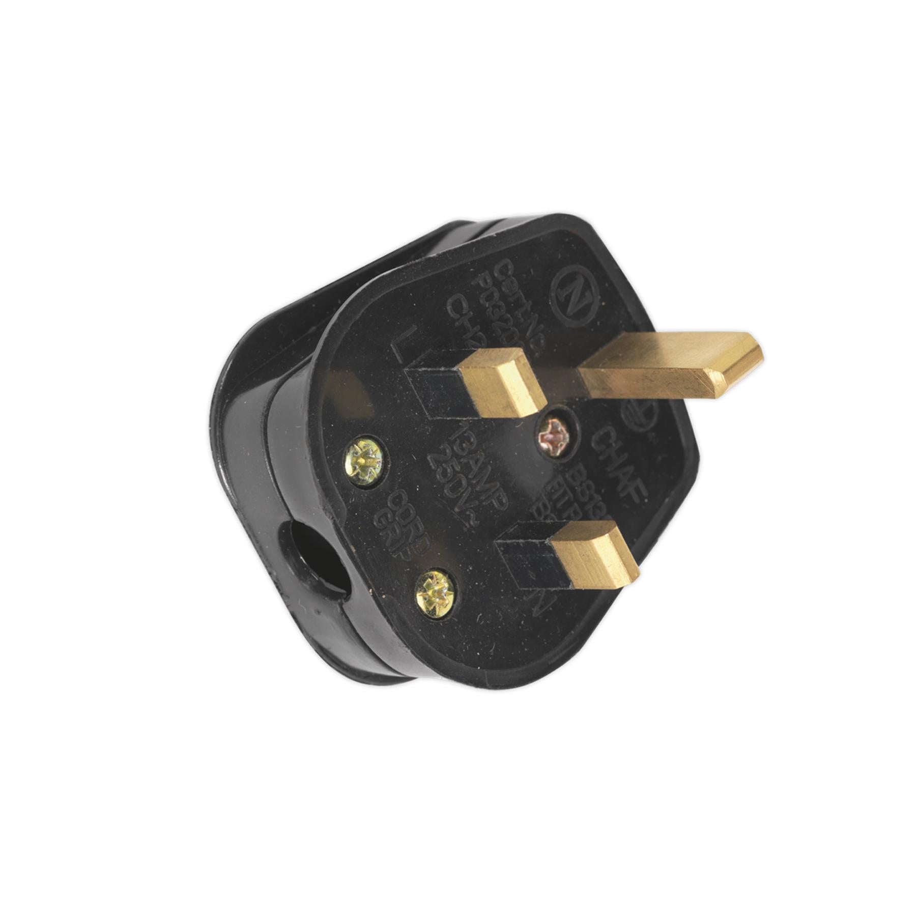 Resilient Black 13Amp plug Heavy-Duty PL13/320S Sealey