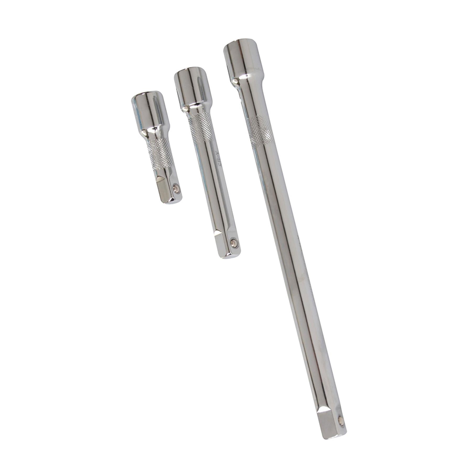 3Pce Extension Bar Set 1/2" Hardened Tempered Chrome-Plated And Polished